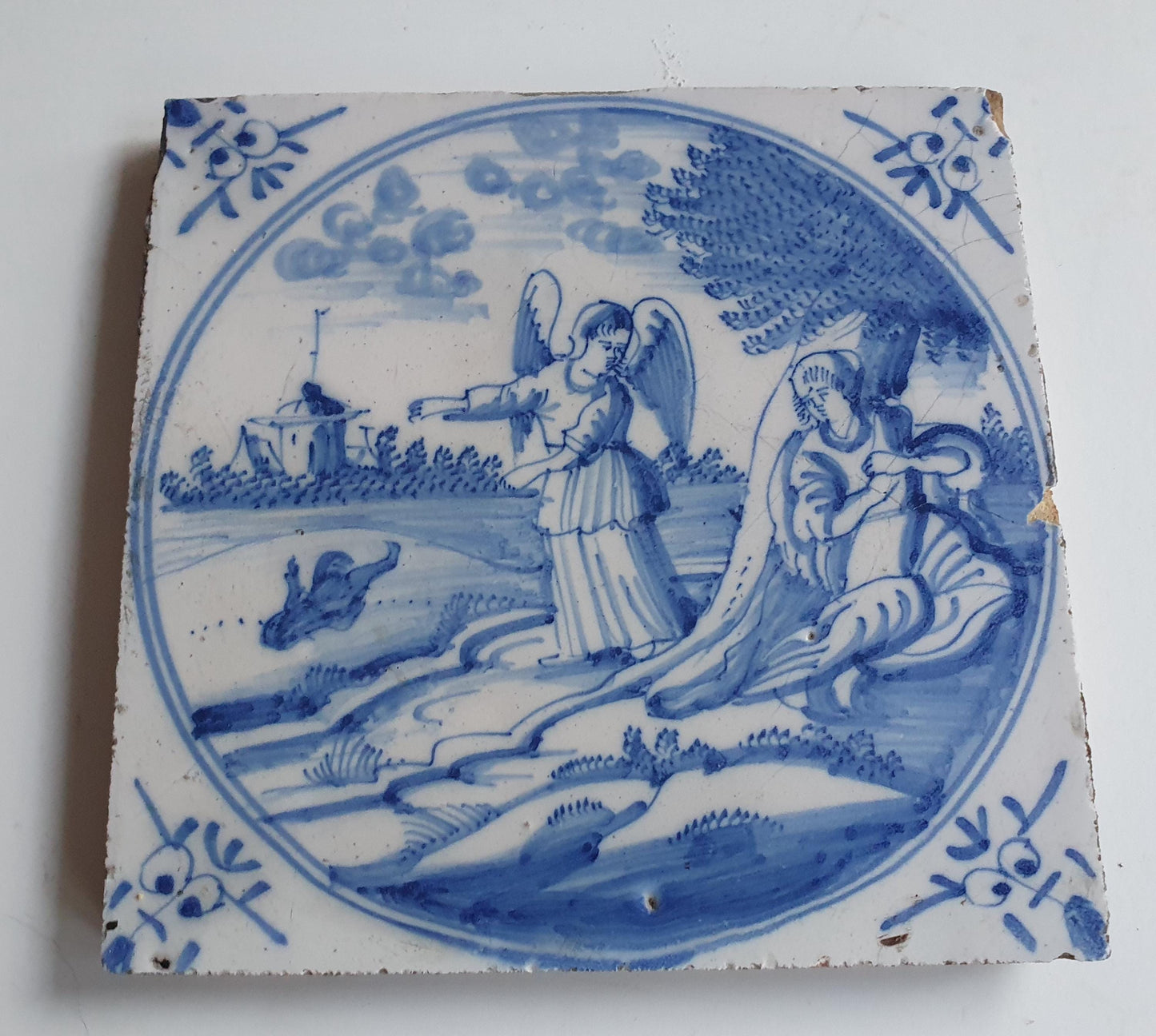18th century Antique Dutch Tile -  bible  biblical tegel
