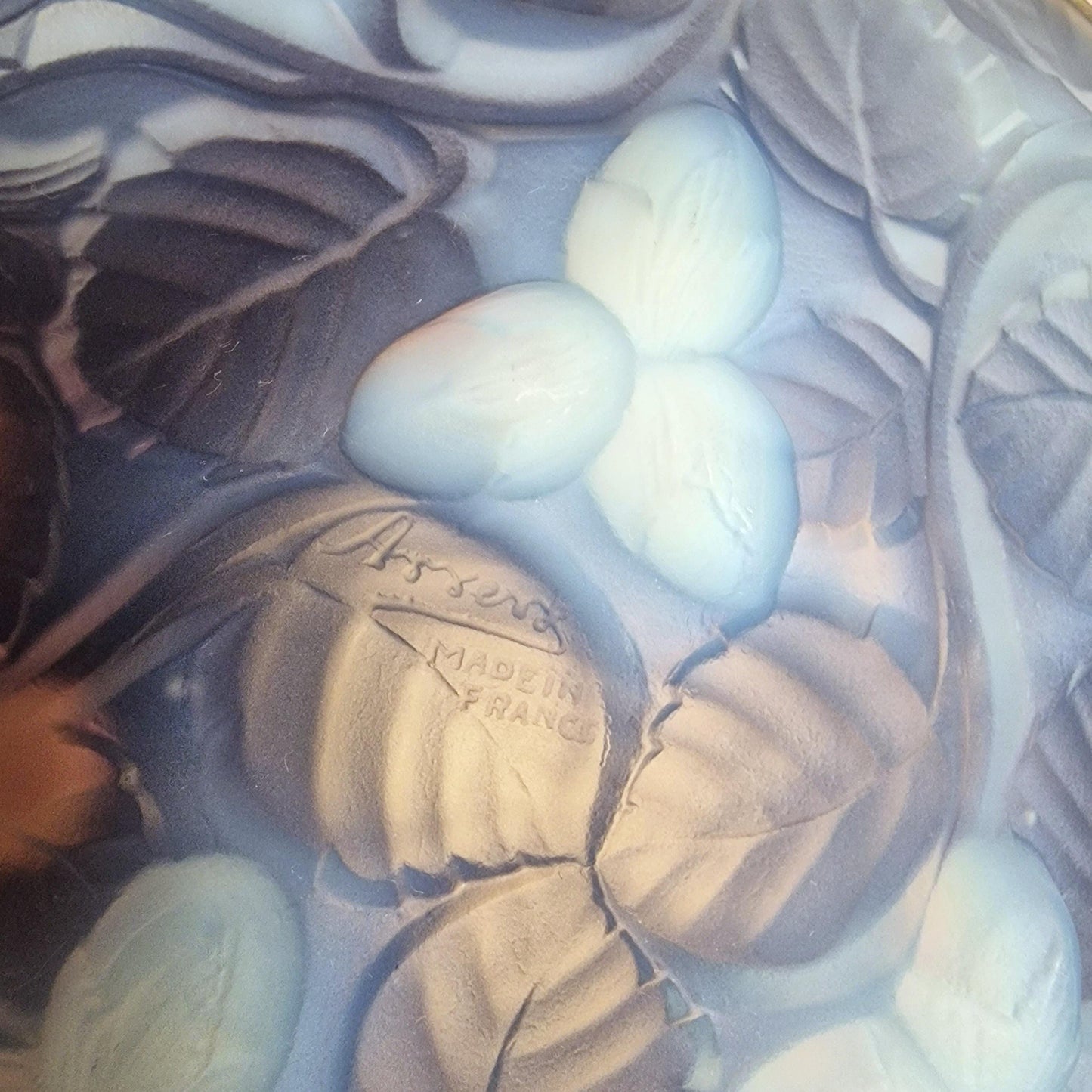 French Opalescent Glass Bowl, Art Deco Hazelnut Decor, Arrens, 1930s