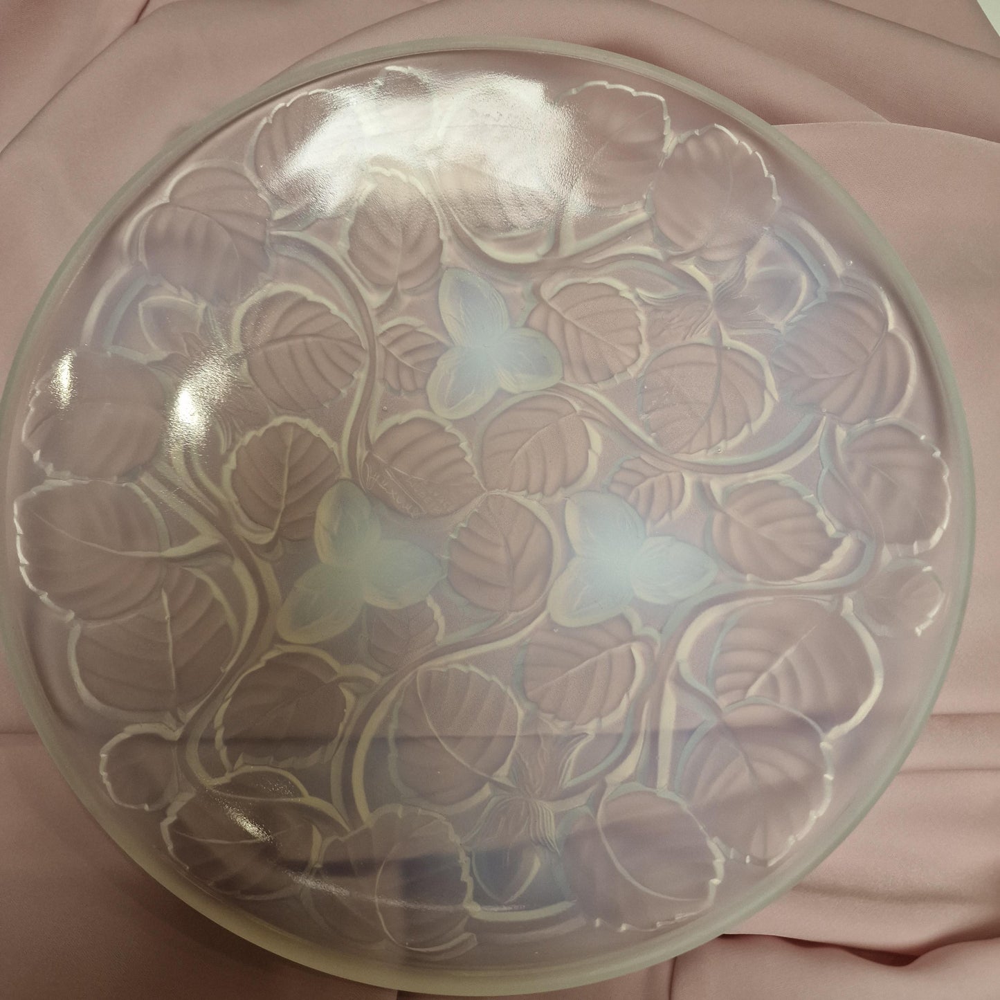 French Opalescent Glass Bowl, Art Deco Hazelnut Decor, Arrens, 1930s