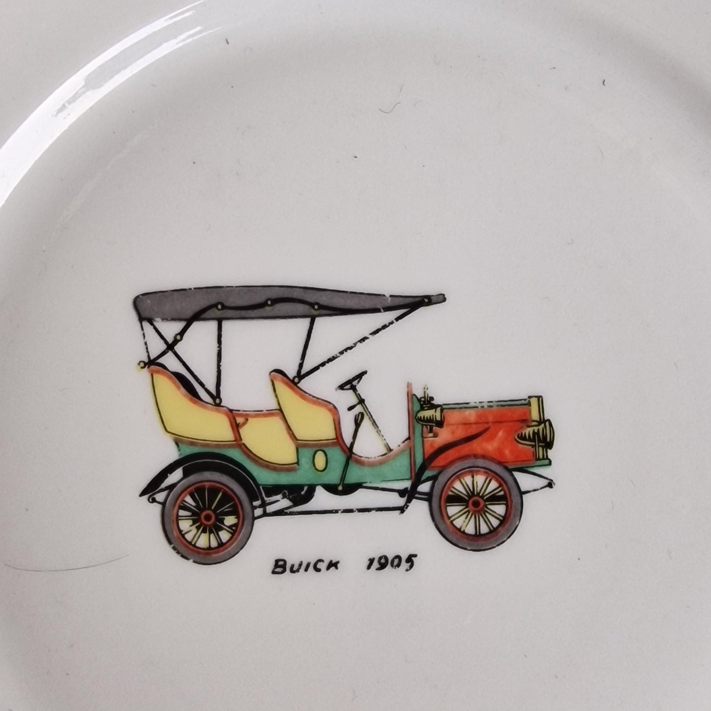 Vintage FD France Porcelain Buick Car Plate, Gold Trim