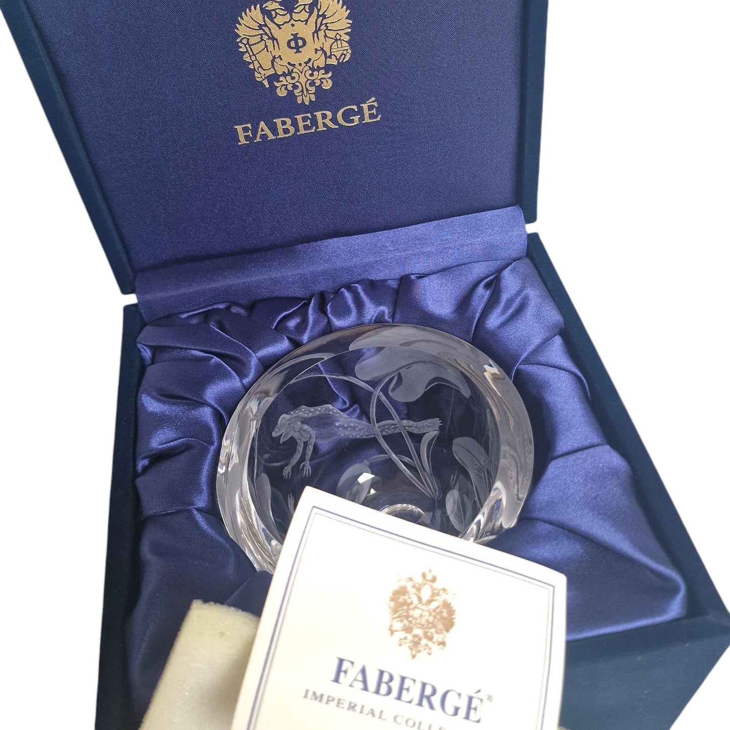 Fabergé Crystal Bowl, Frogs, Hand Etched, Numbered, Signed, Limited Edition