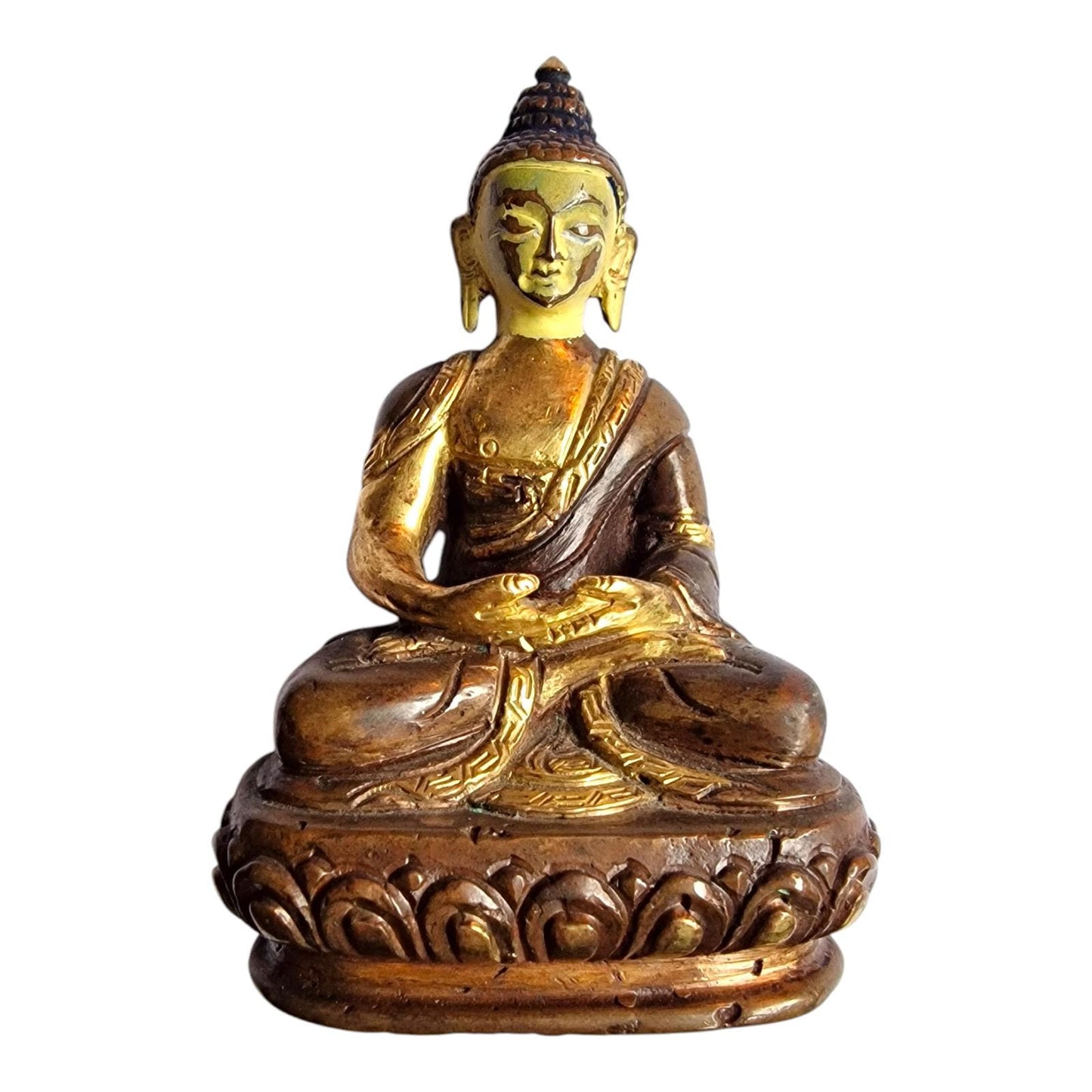 Antique Nepal Bronze Buddha Face, Gilt Gold
