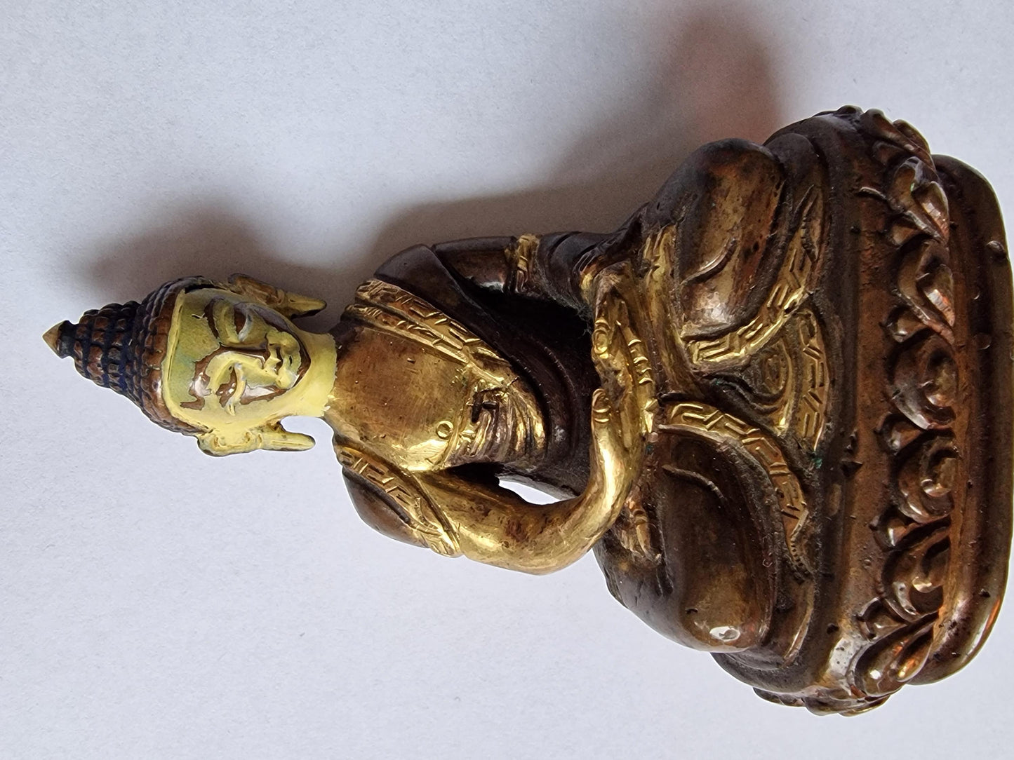 Antique Nepal Bronze Buddha Face, Gilt Gold