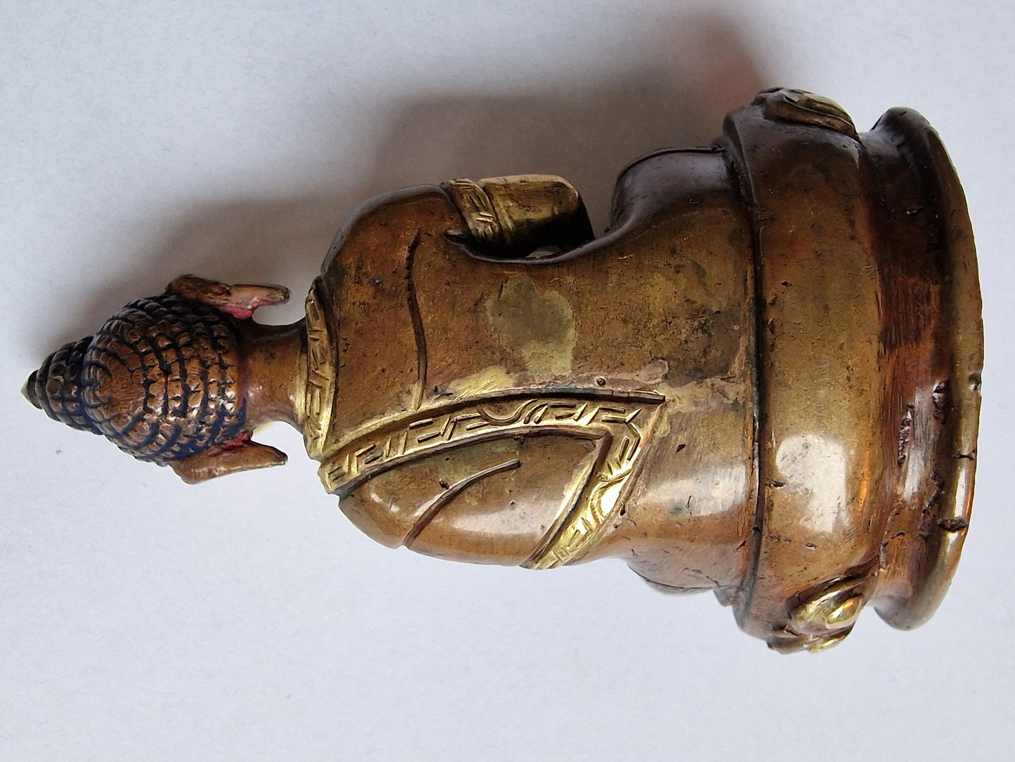 Antique Nepal Bronze Buddha Face, Gilt Gold