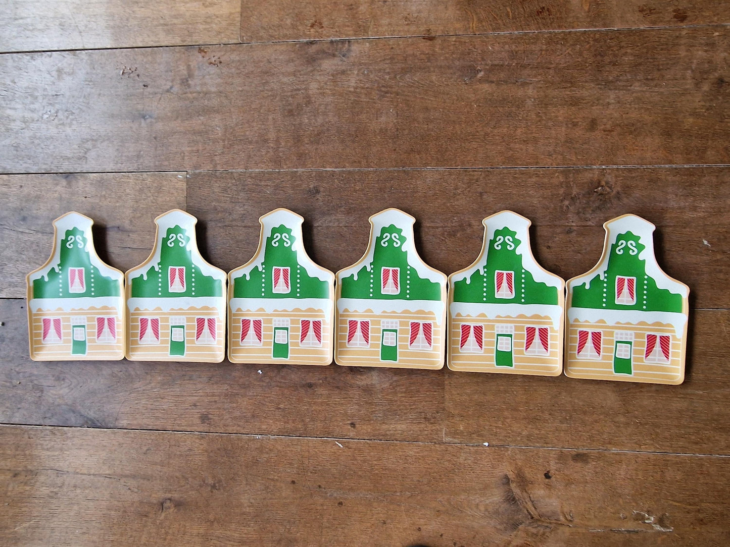 Vintage Dutch Canal House Christmas Melamine Plates