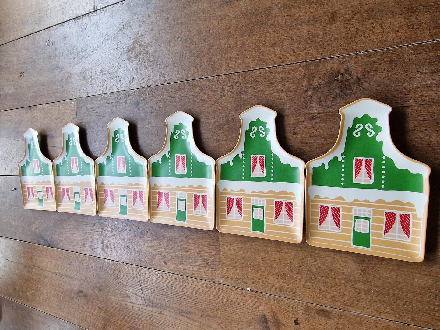 Vintage Dutch Canal House Christmas Melamine Plates