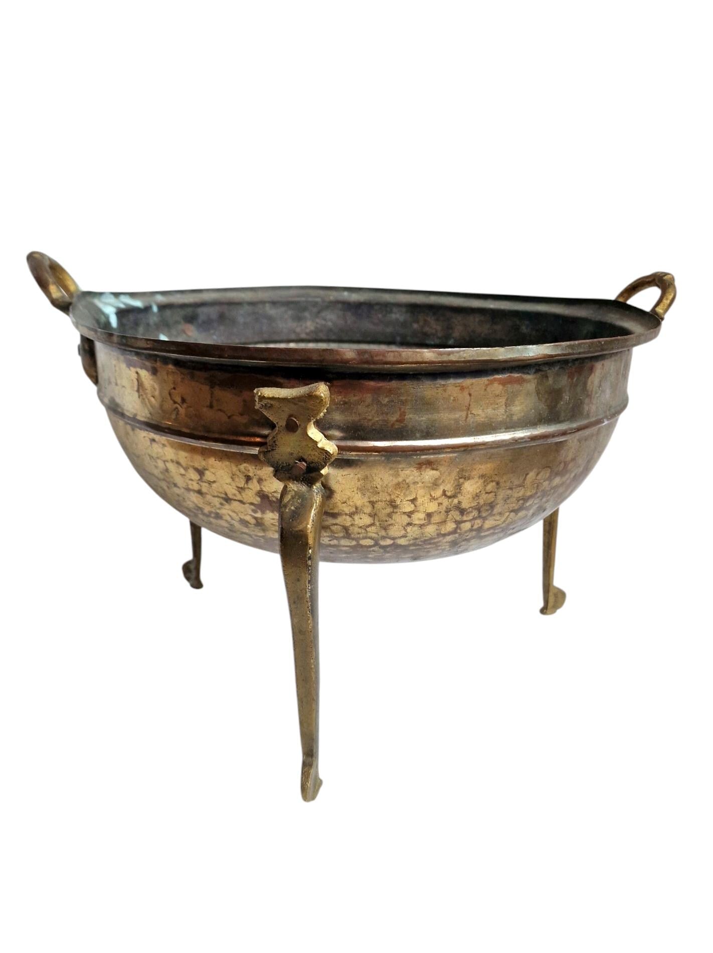 Vintage Hammered Copper Urli, Indian Ceremonial Bowl, 1900s Antique