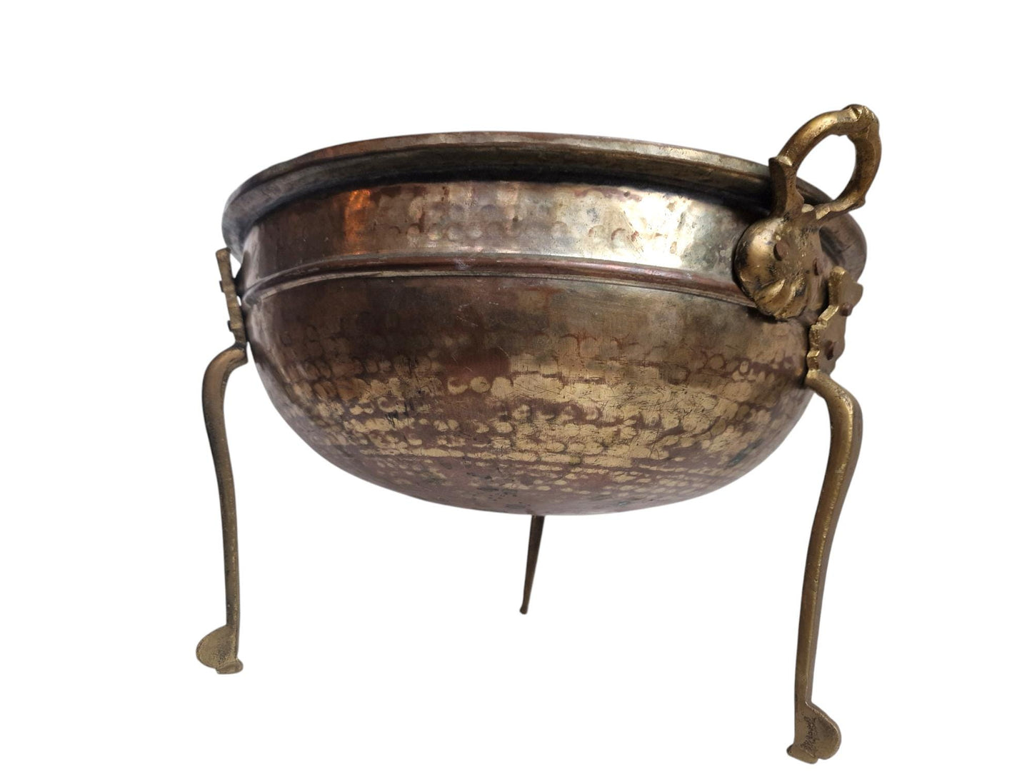 Vintage Hammered Copper Urli, Indian Ceremonial Bowl, 1900s Antique
