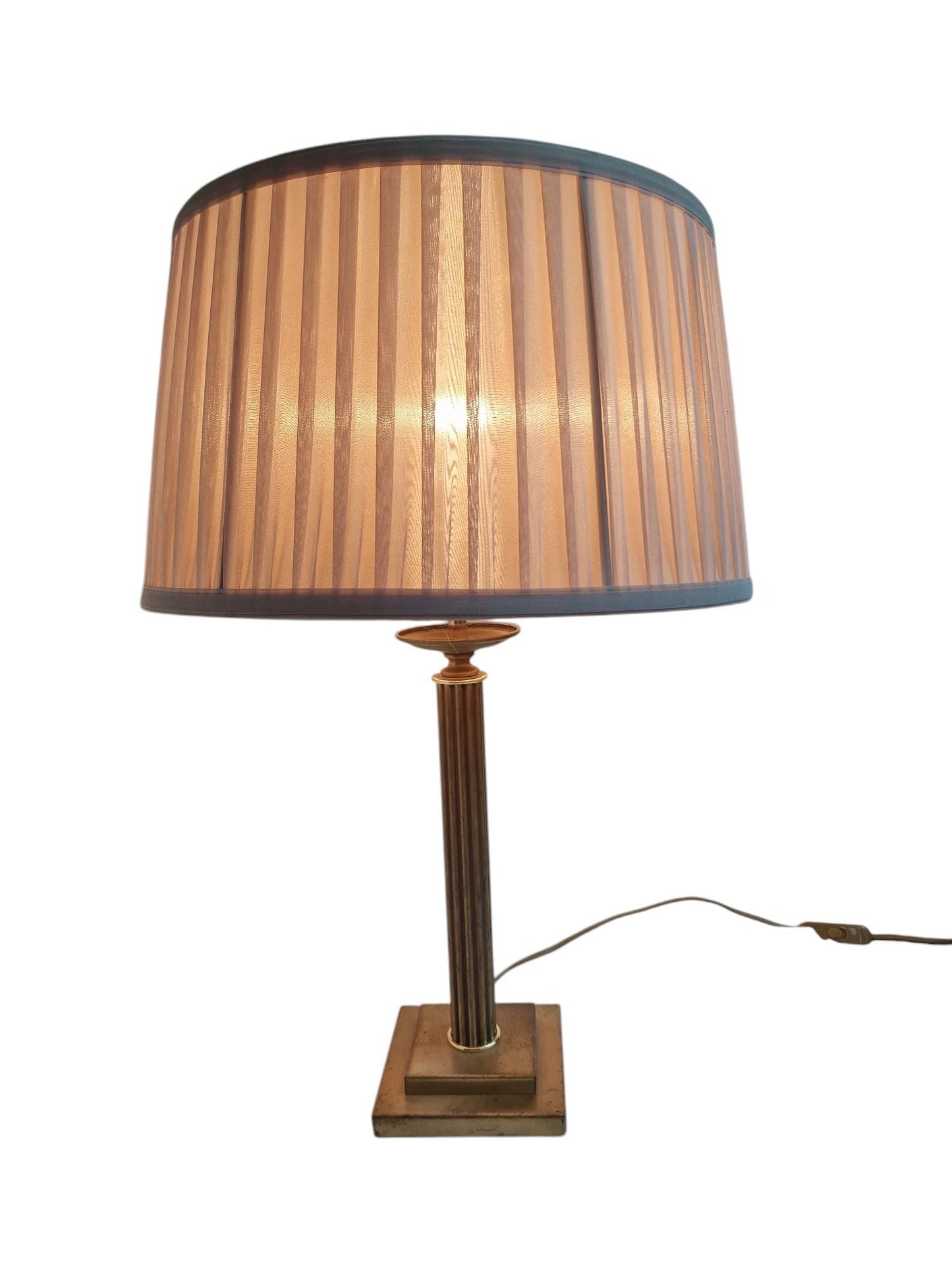 Jan Frantzen Dutch Brass Table Lamp with Silk Shade