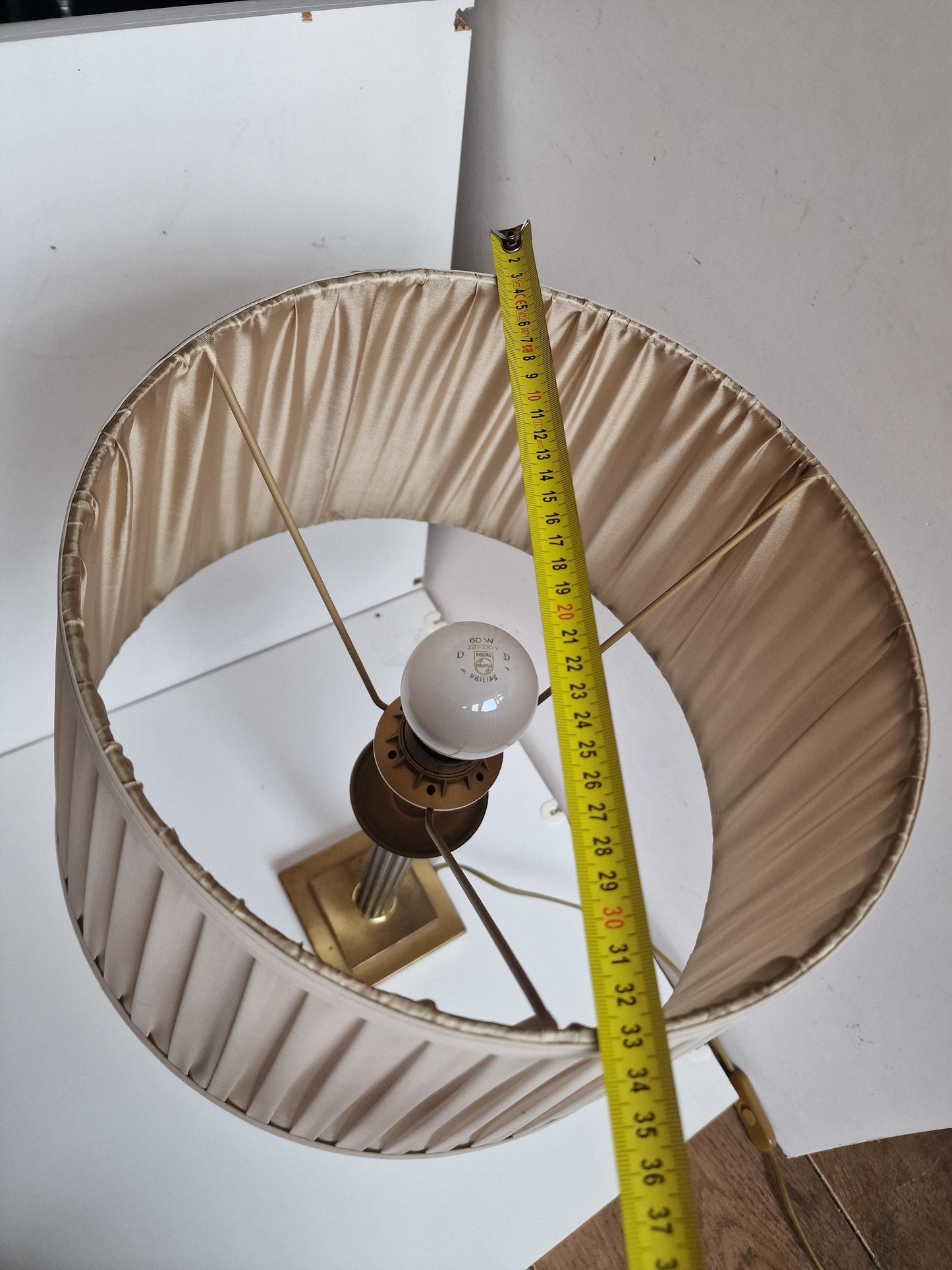 Jan Frantzen Dutch Brass Table Lamp with Silk Shade
