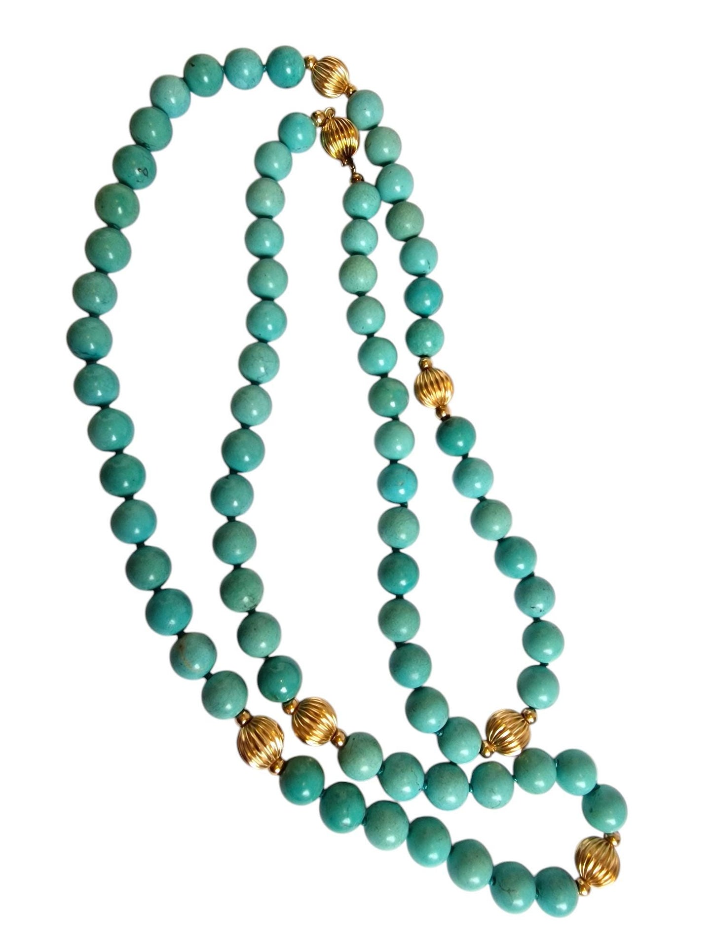 14K Gold Turquoise Bead Necklace