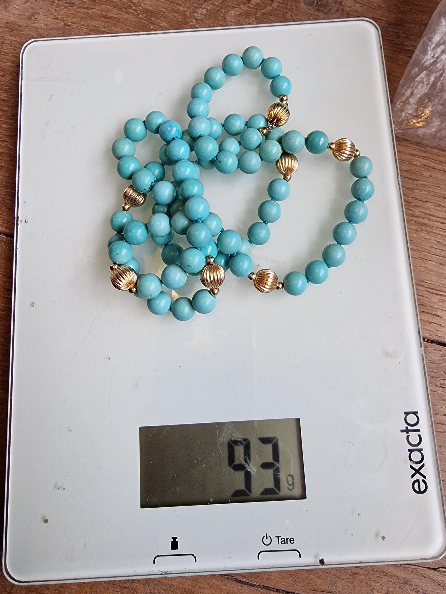 14K Gold Turquoise Bead Necklace