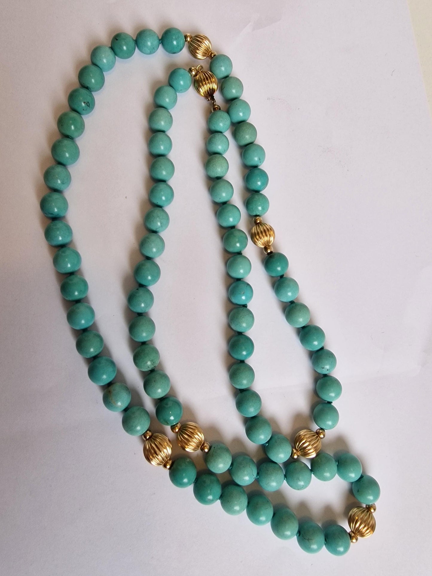 14K Gold Turquoise Bead Necklace
