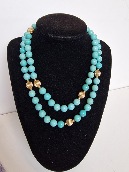 14K Gold Turquoise Bead Necklace