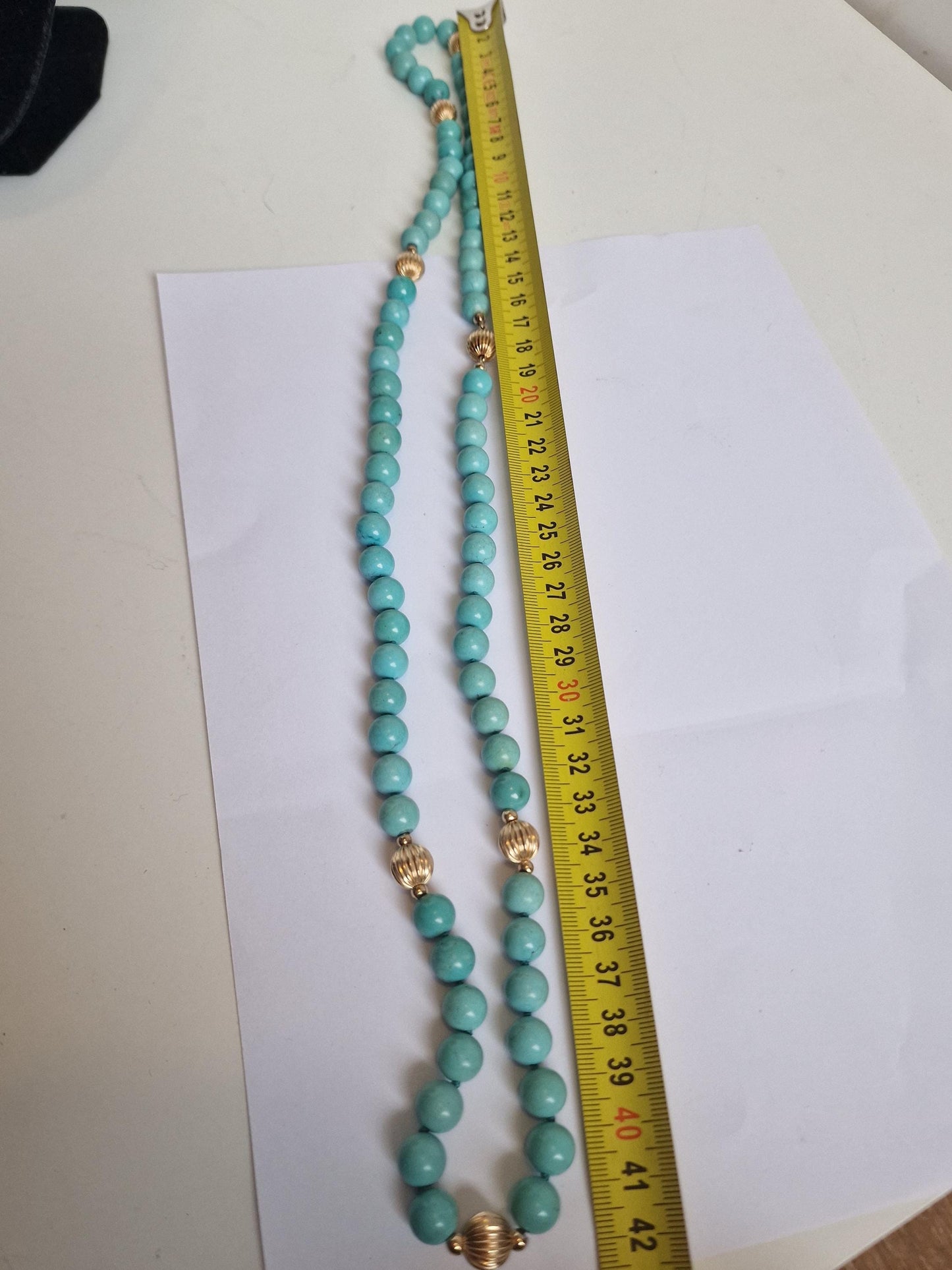 14K Gold Turquoise Bead Necklace