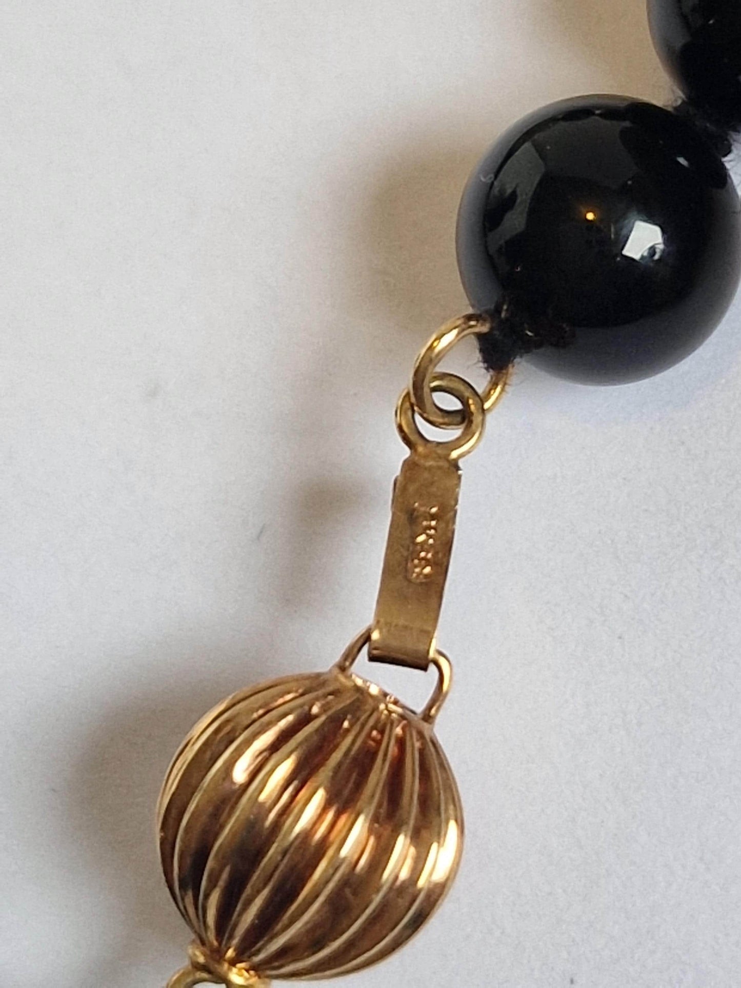 necklace 14k ketting 14k 585 goud cabochon edelsteen onyx jadeite jade