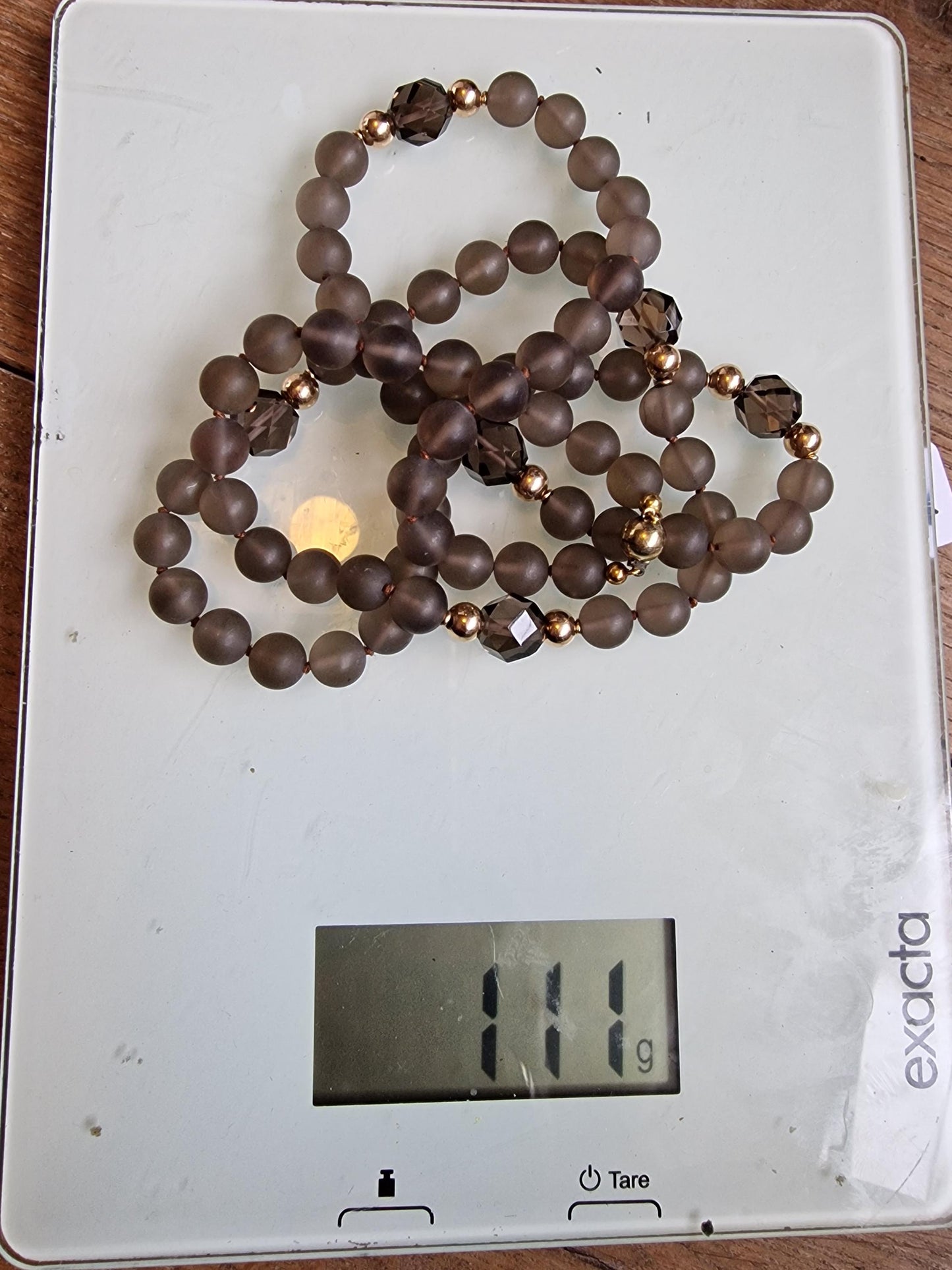necklace 14k ketting 14k 585 goud cabochon en facet geslepen edelsteen rookkwarts
