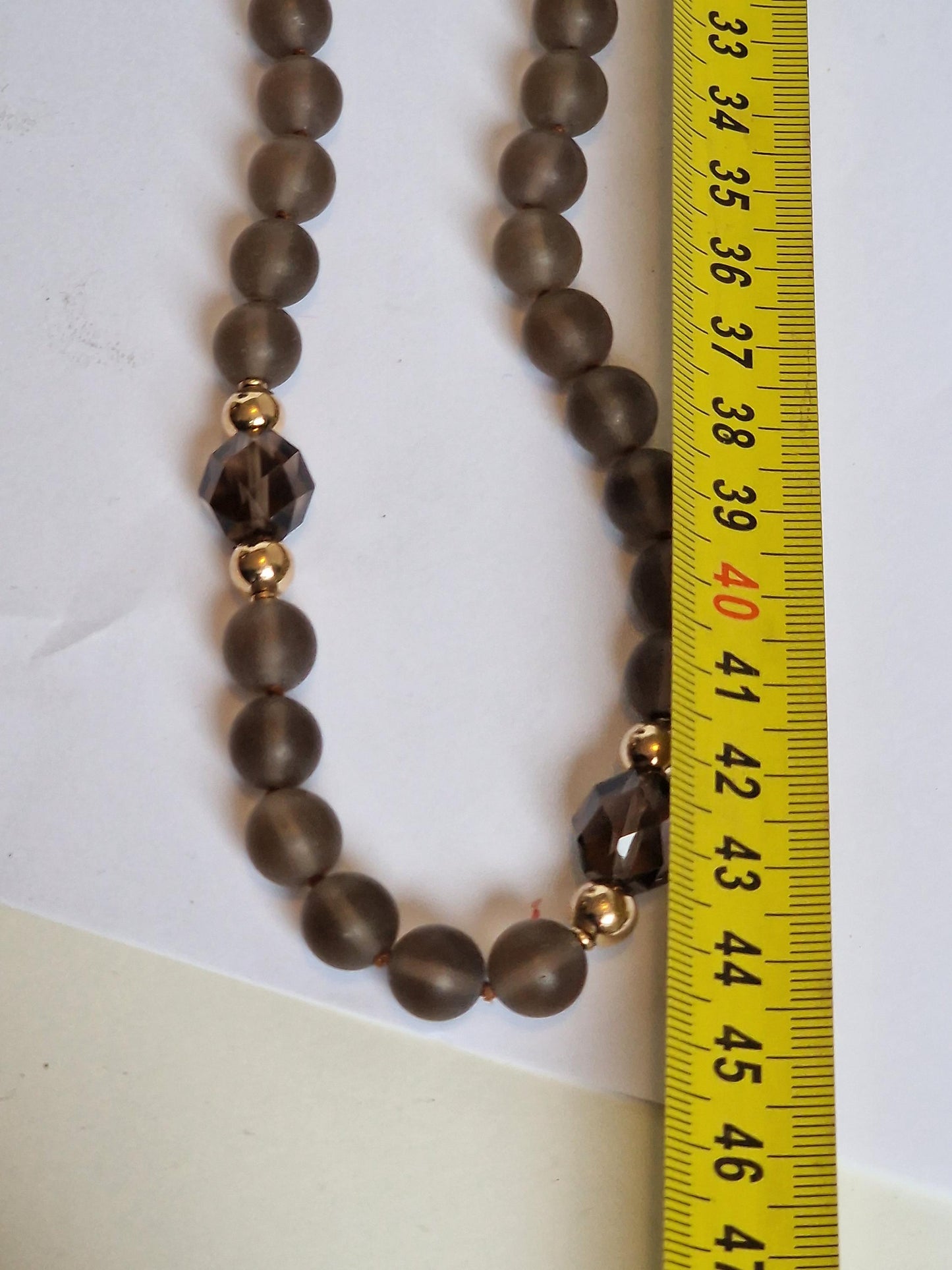 necklace 14k ketting 14k 585 goud cabochon en facet geslepen edelsteen rookkwarts