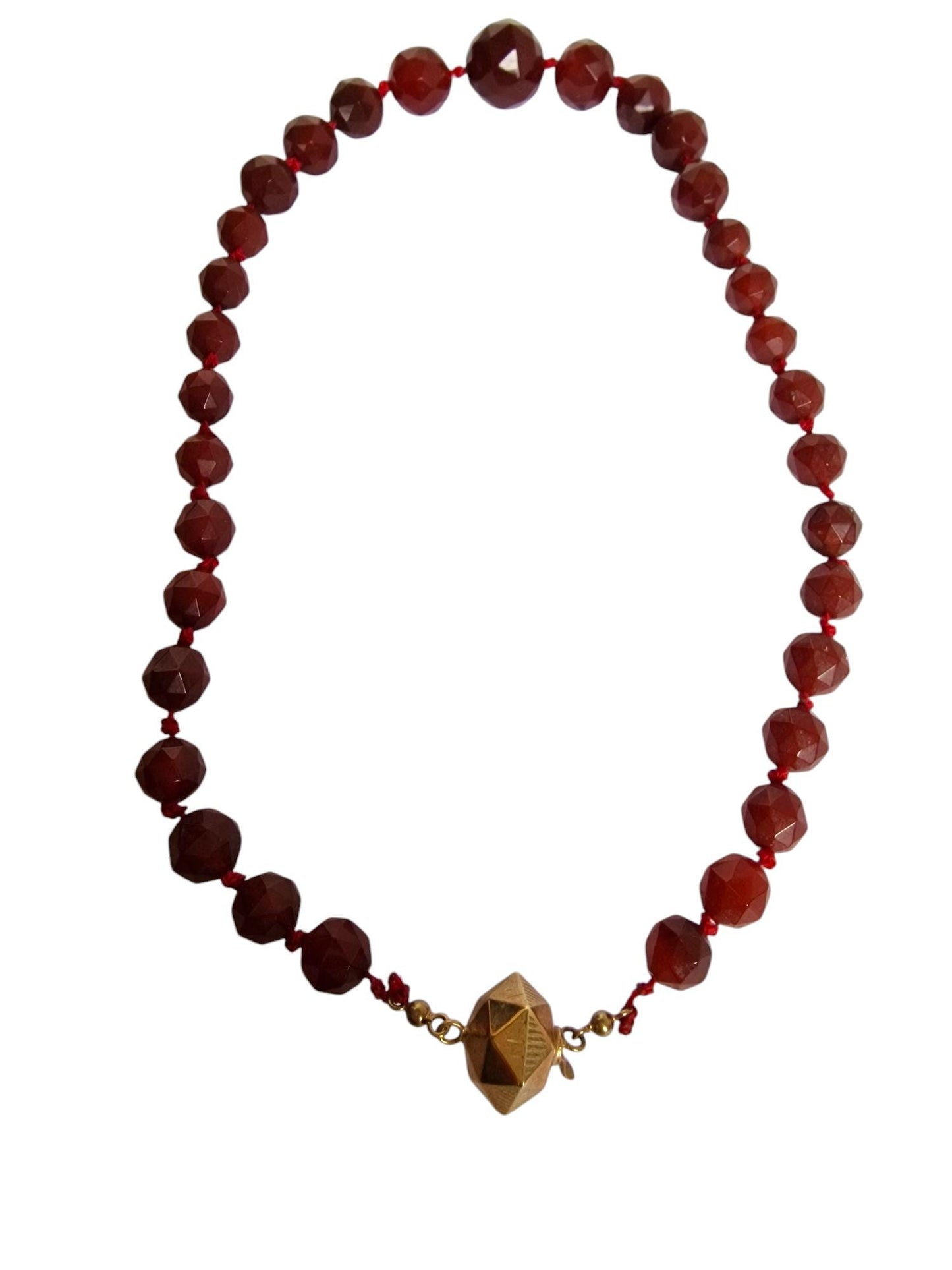 necklace 14k ketting 14k 585 goud en facet geslepen edelsteen granaat