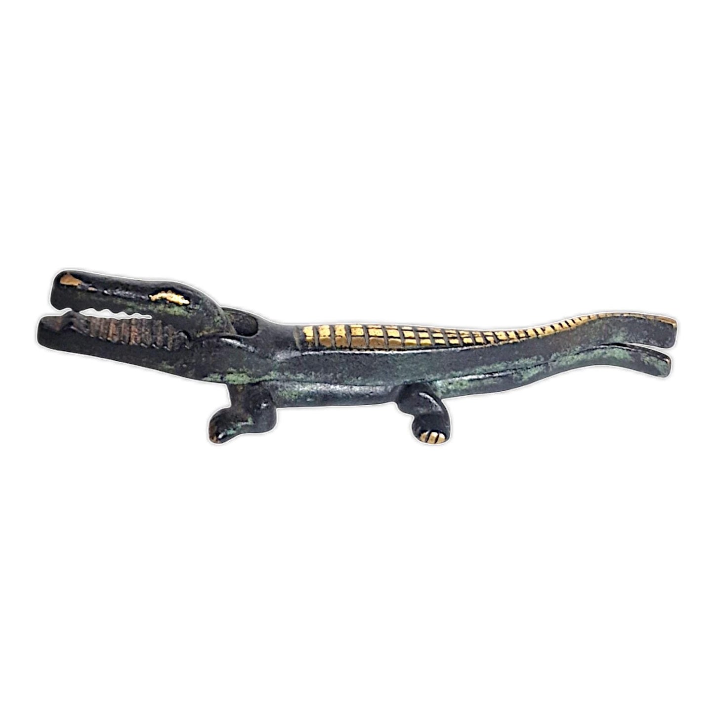 Antique Brass Crocodile Nutcracker, 19th Century Charm