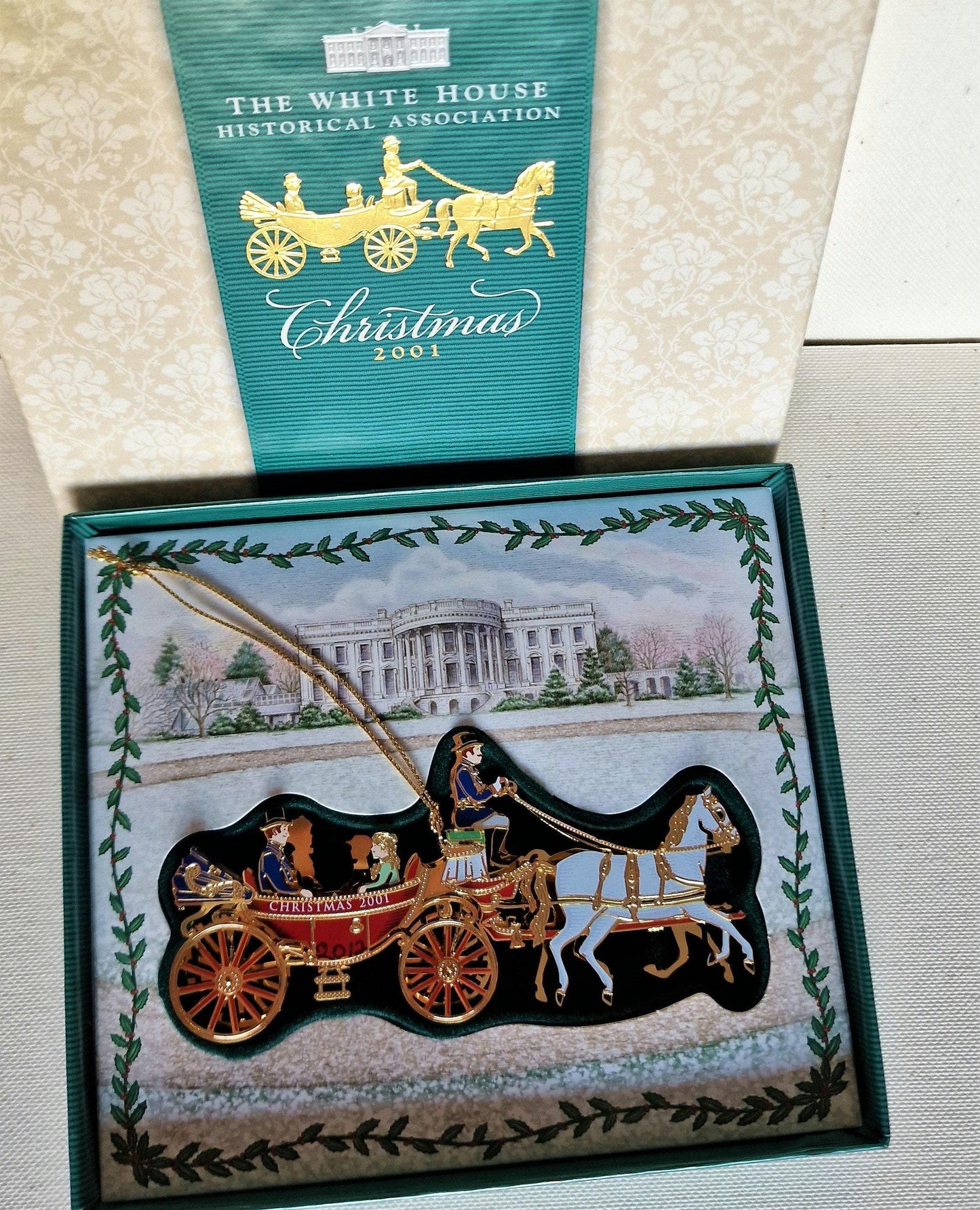 White House Christmas Ornament, 2001 Horse-Drawn Carriage, Limited Edition