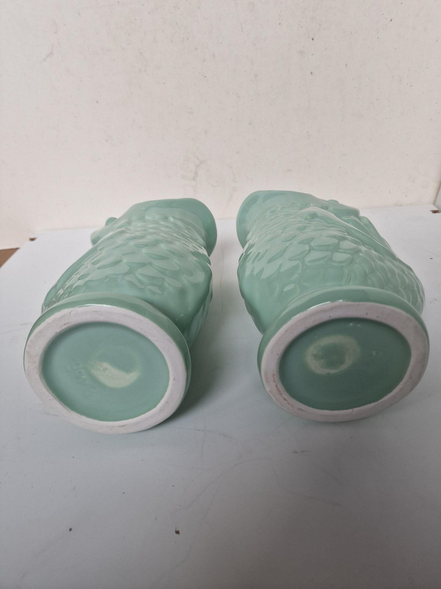 Handmade Pottery Fish Vases, Spanish Bohemian Ceramic Pair
