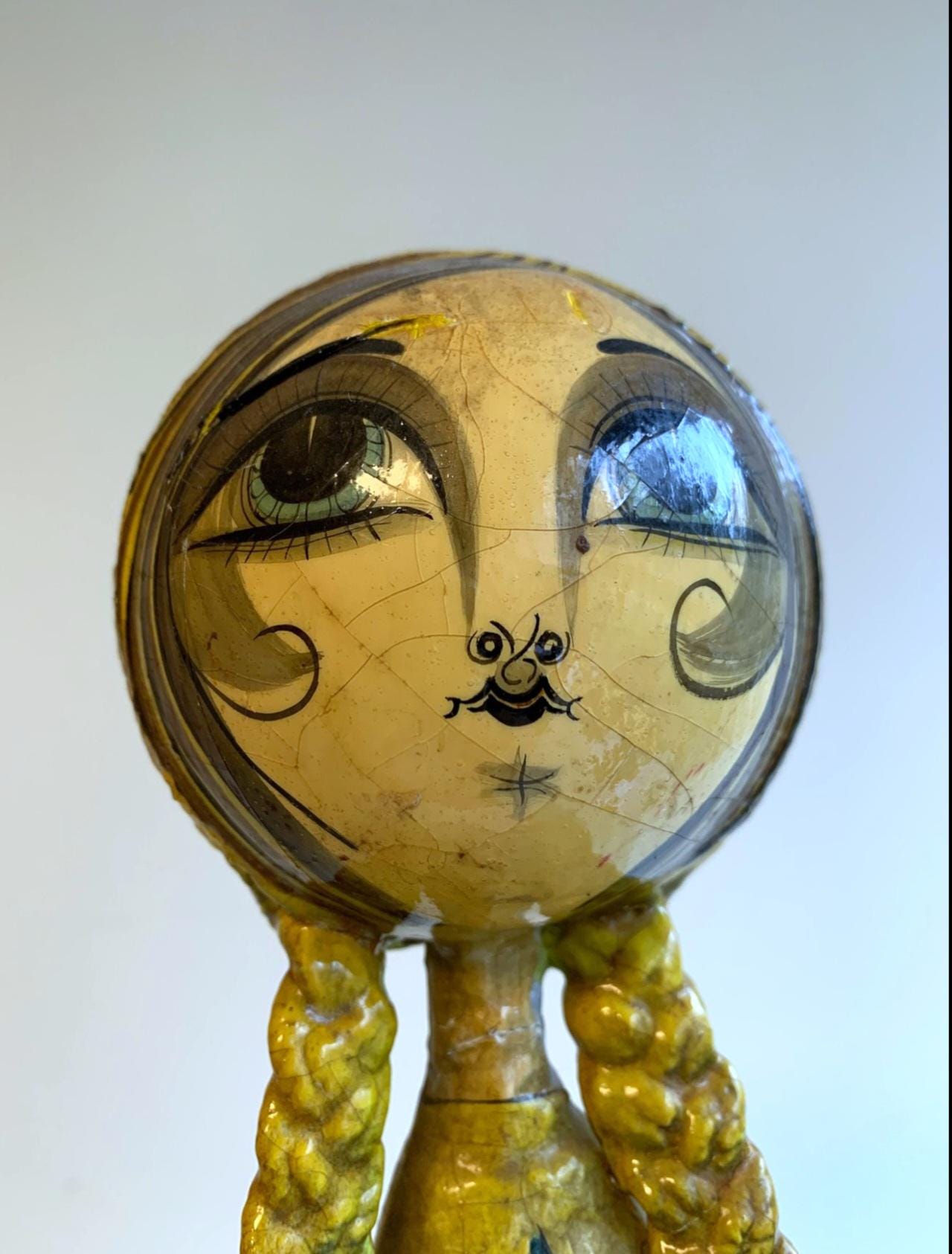 Sergio Bustamante Sun Face Girl, Handpainted Paper Mache Tonala Figure