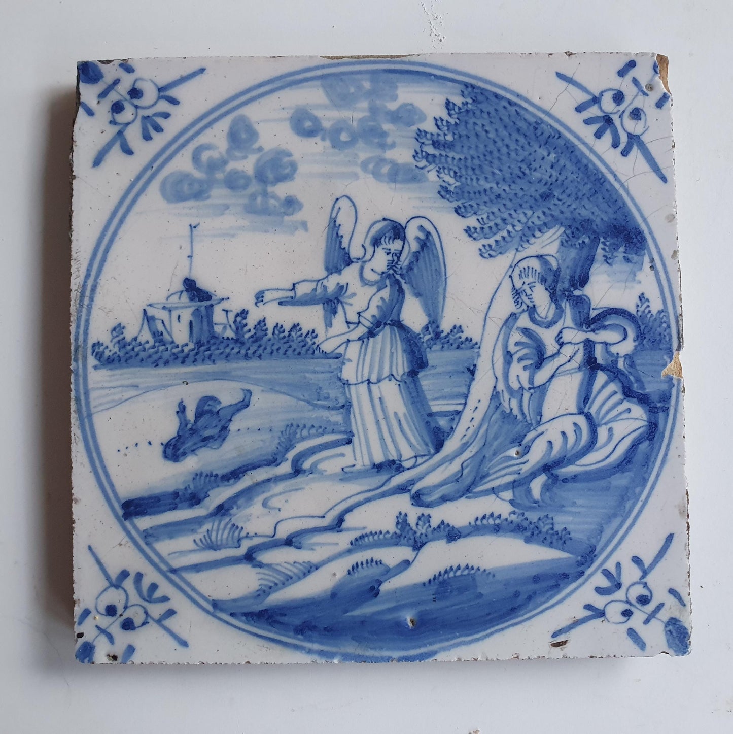 18th century Antique Dutch Tile -  bible  biblical tegel