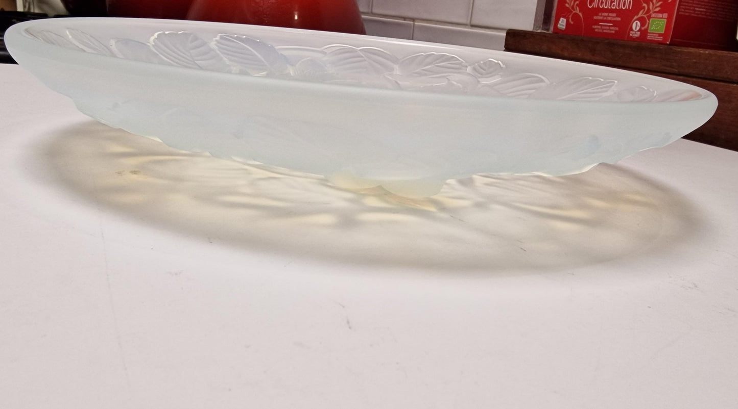 French Opalescent Glass Bowl, Art Deco Hazelnut Decor, Arrens, 1930s