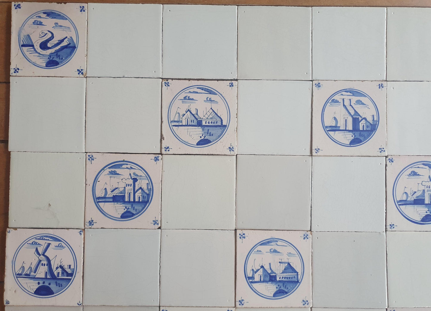40 Delft Landscape Tiles, 18th Century Dutch Tilefield,