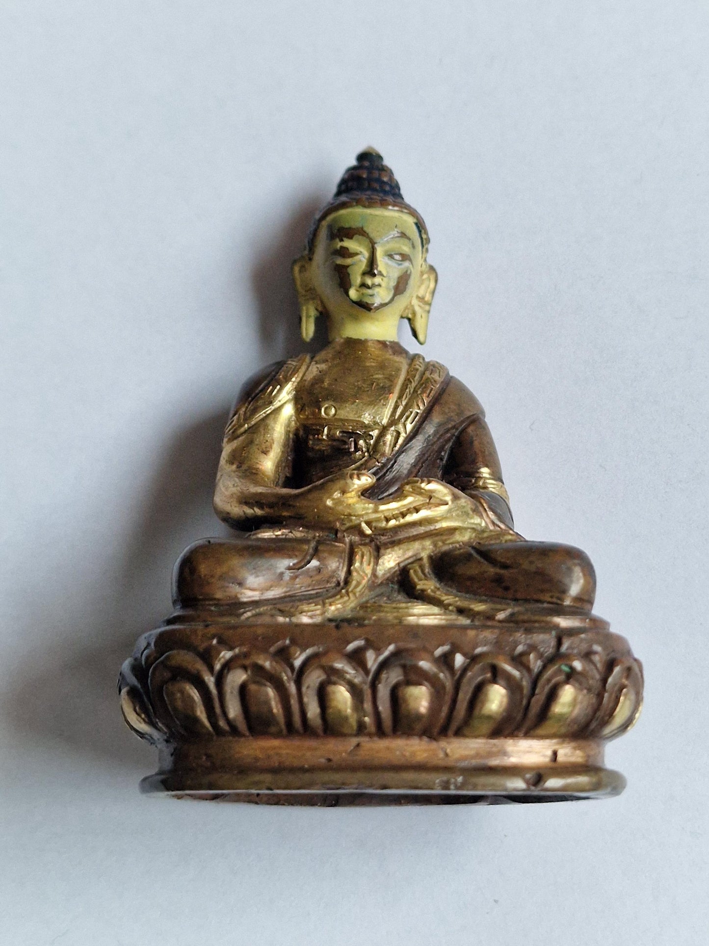 Antique Nepal Bronze Buddha Face, Gilt Gold