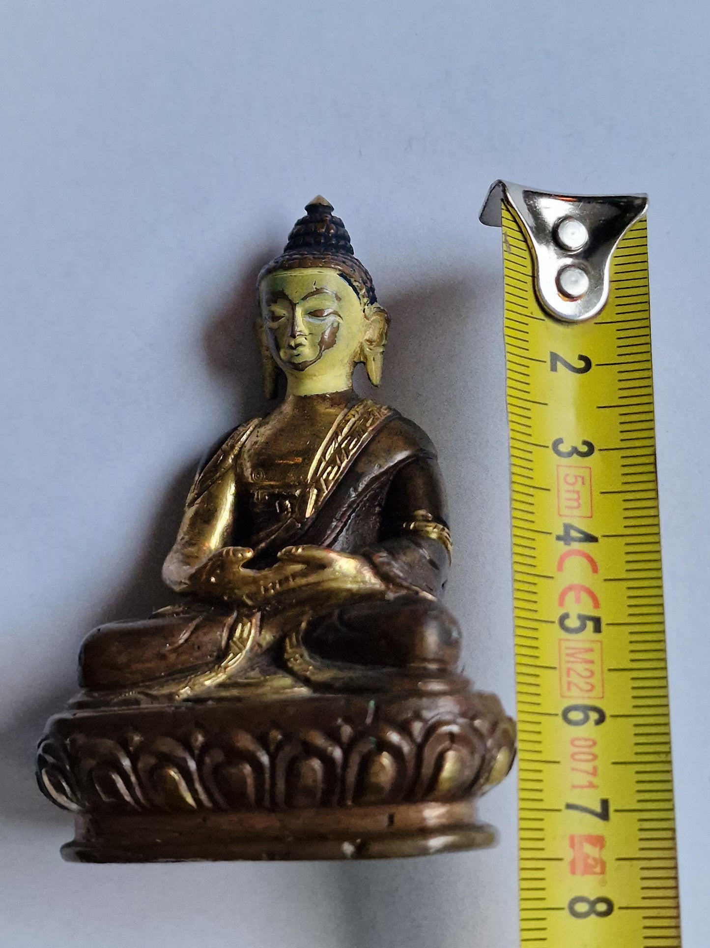 Antique Nepal Bronze Buddha Face, Gilt Gold