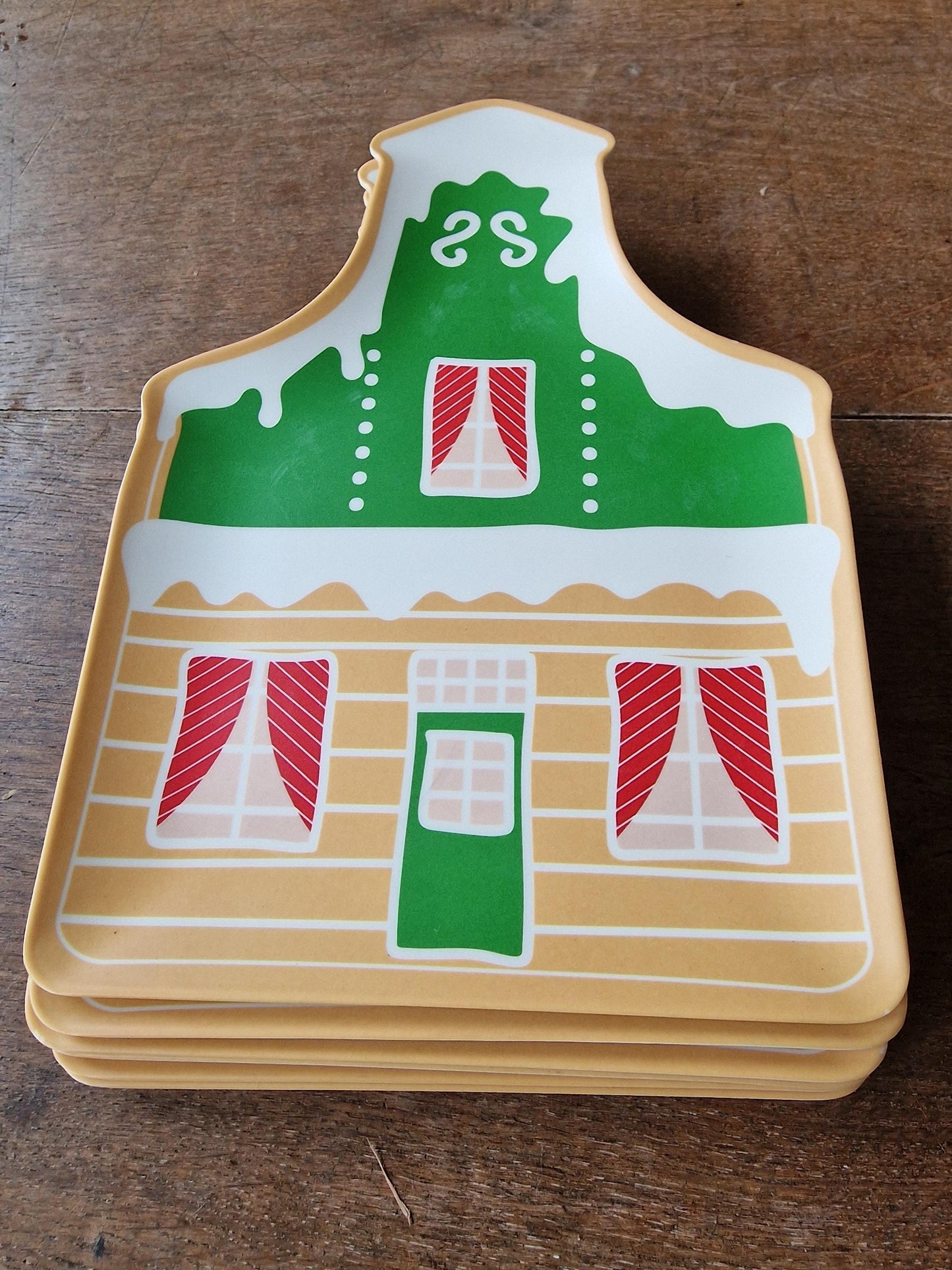 Vintage Dutch Canal House Christmas Melamine Plates