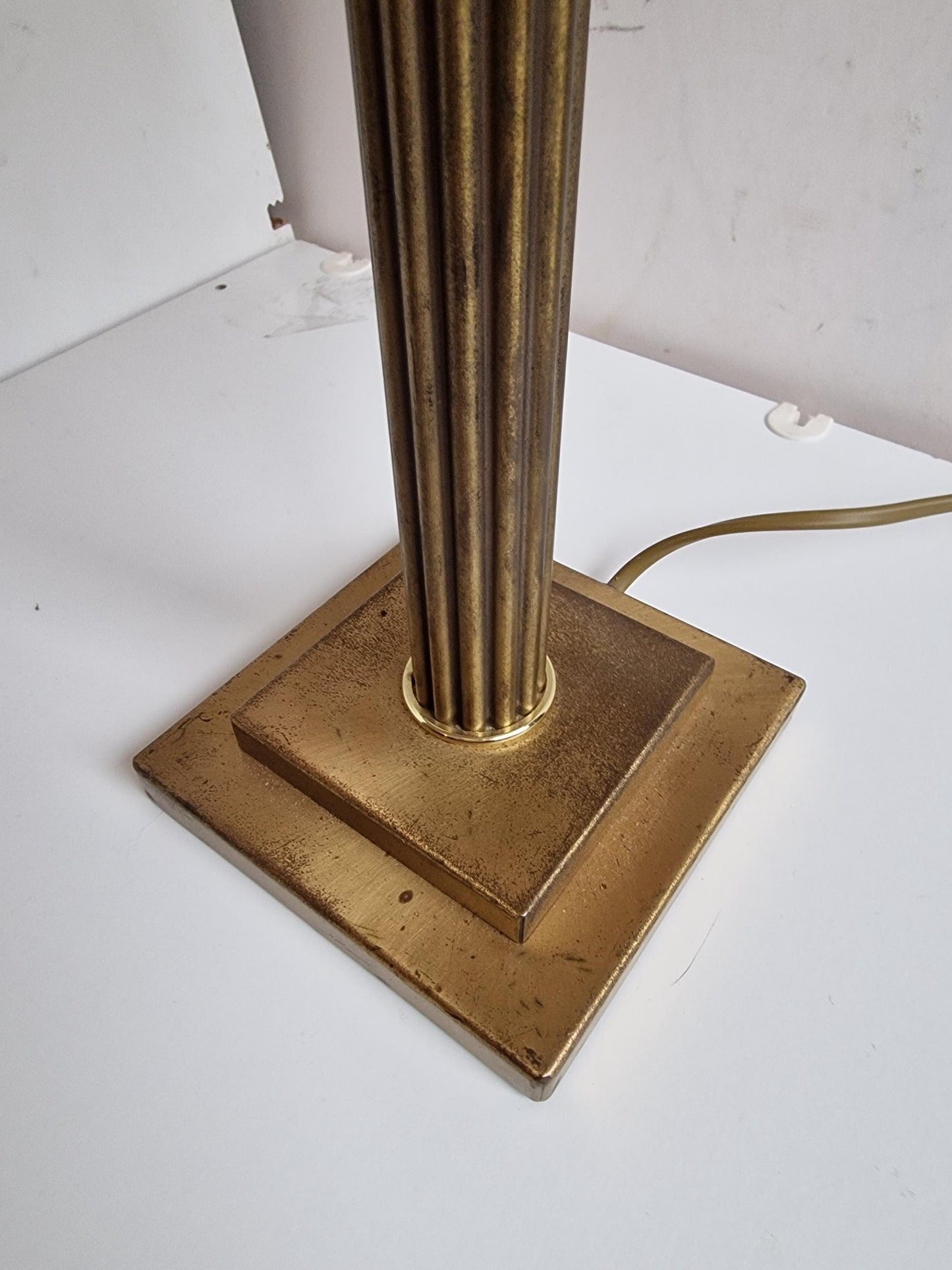 Jan Frantzen Dutch Brass Table Lamp with Silk Shade