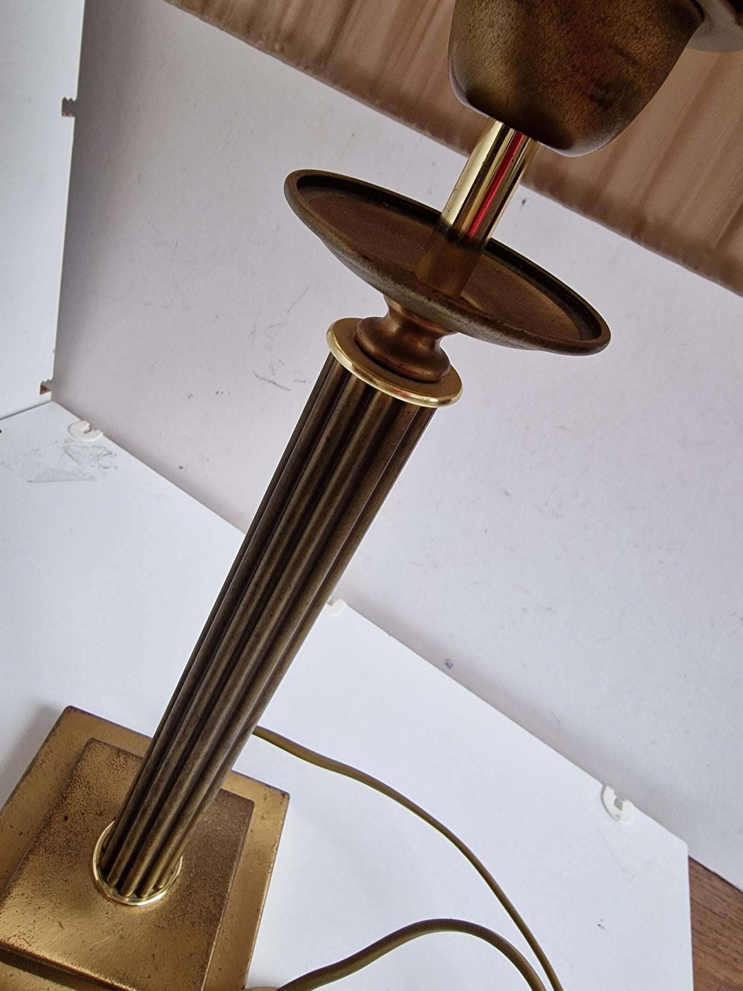 Jan Frantzen Dutch Brass Table Lamp with Silk Shade