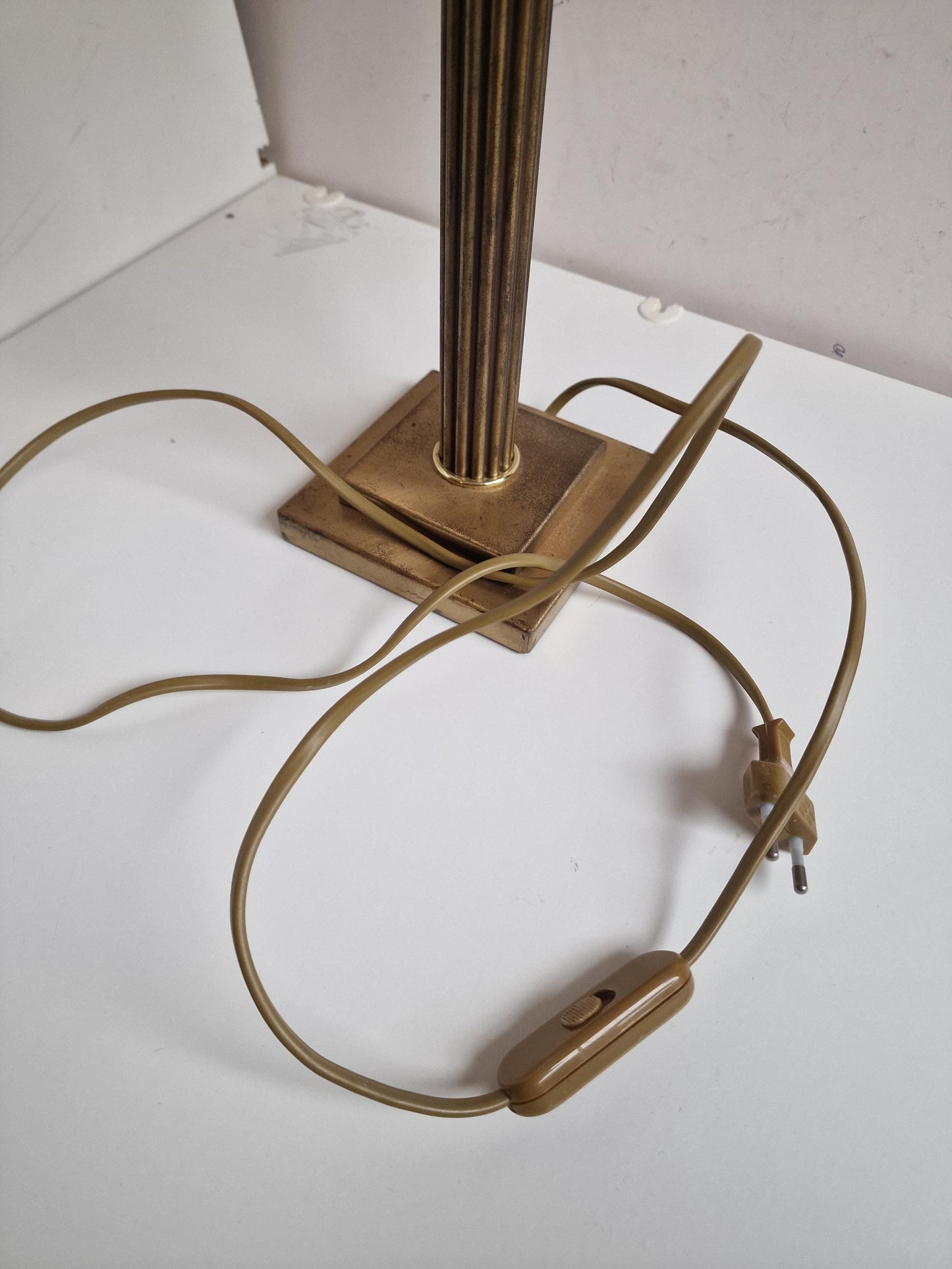 Jan Frantzen Dutch Brass Table Lamp with Silk Shade