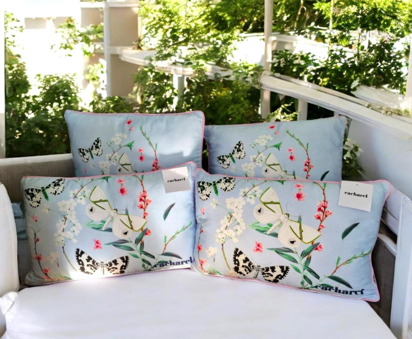 Cacharel Butterfly Pillows, Pastel Designer Cushions, Set of 4