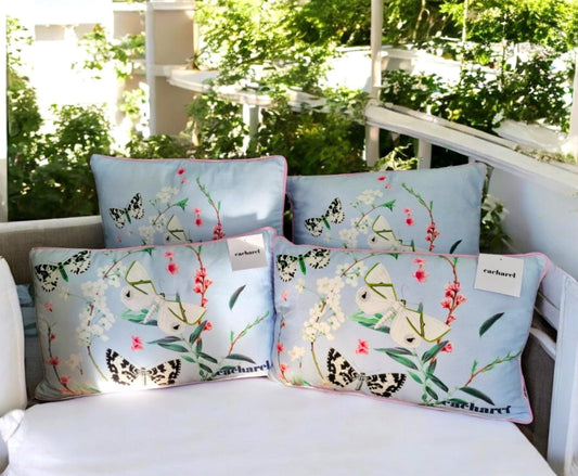 Cacharel Butterfly Pillows, Pastel Designer Cushions, Set of 4