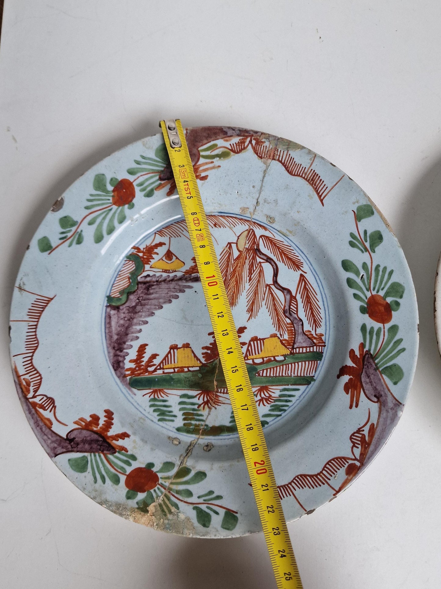 Antique Delft Pottery Plates, Handpainted Chinoiserie Decor, 18th Century (Set of 2)