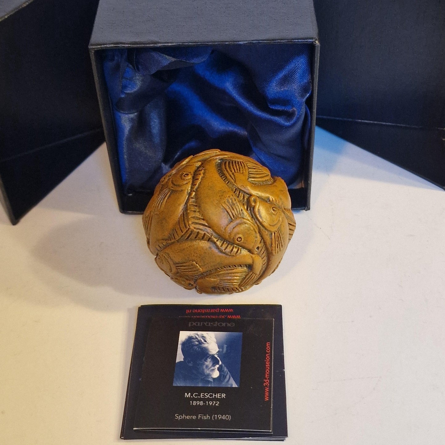 MC Escher Fish Sphere Sculpture, Museum Collectible (d 7 cm)