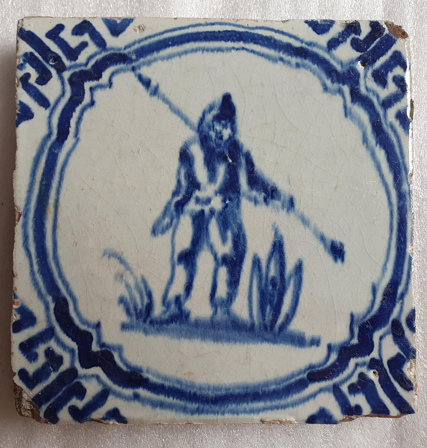 Antique Dutch Tile – Hunter Scene, Wanli Motif (1620-1650)