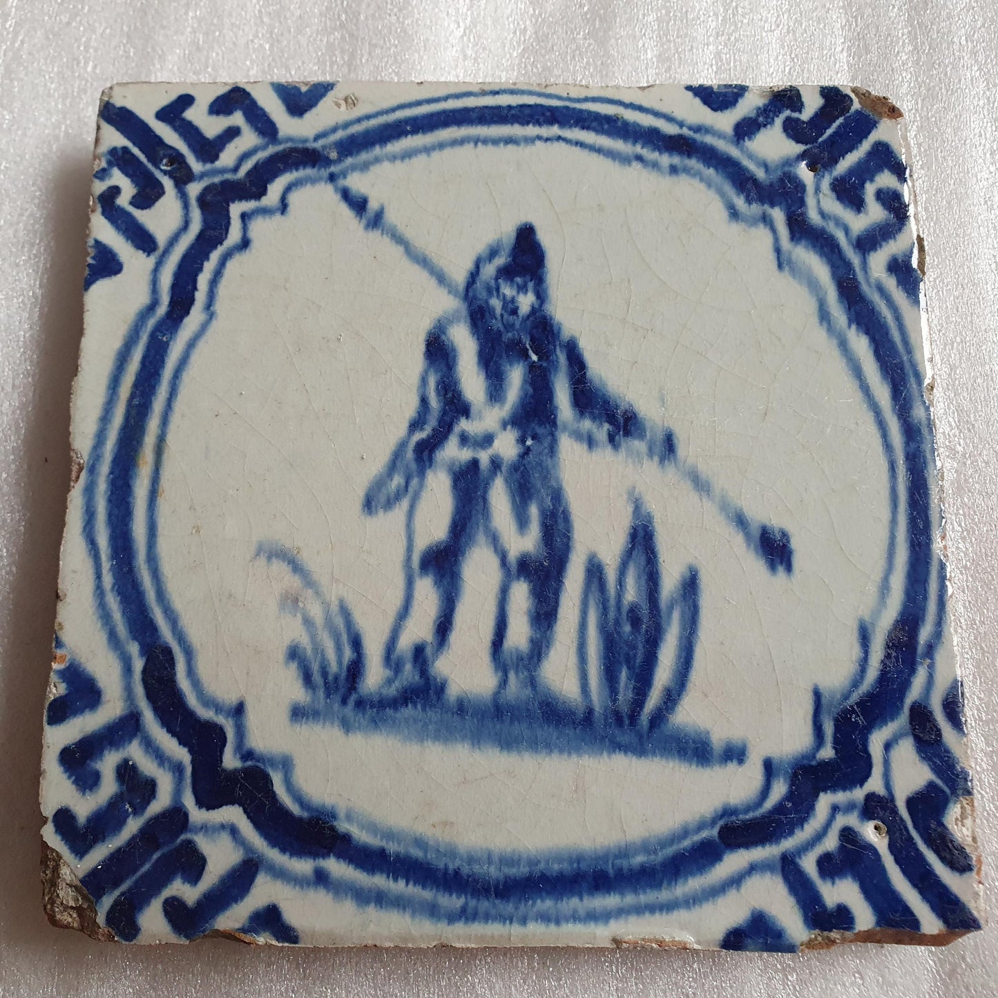 Antique Dutch Tile – Hunter Scene, Wanli Motif (1620-1650)