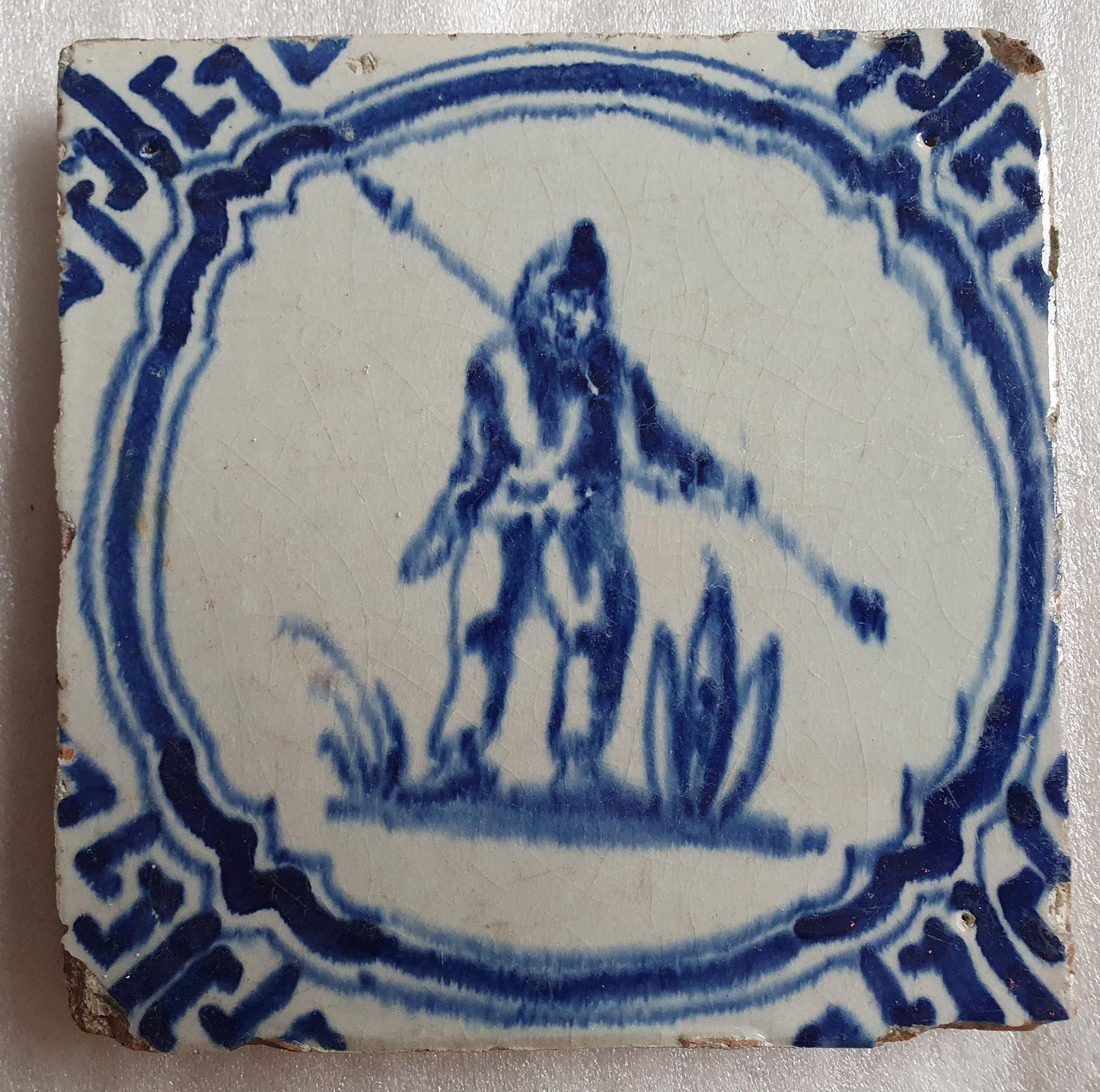 Antique Dutch Tile – Hunter Scene, Wanli Motif (1620-1650)