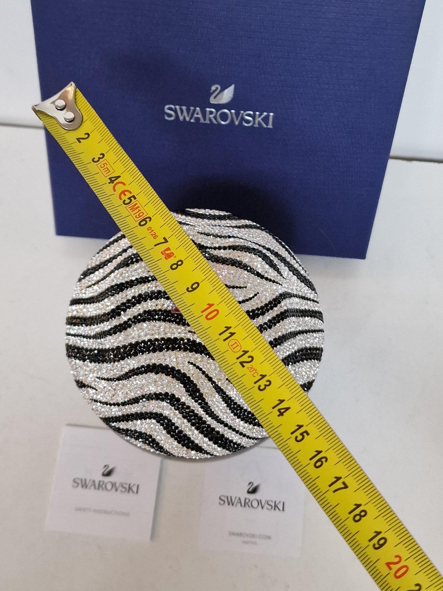 Swarovski, a Crystal Trinket Box, Zebra 'Jamila' Design, Lidded Jewel Case, authentic limited edition