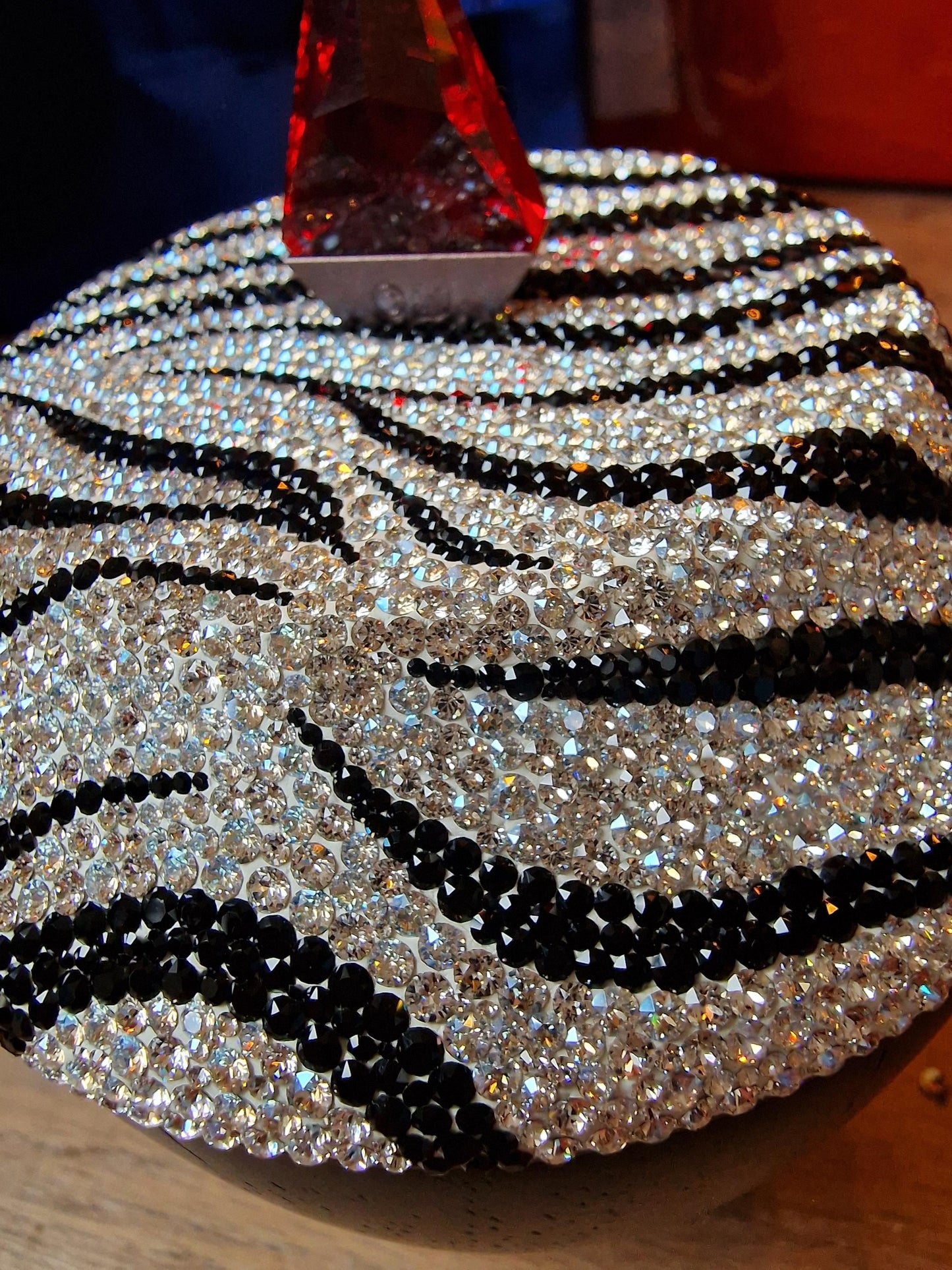 Swarovski, a Crystal Trinket Box, Zebra 'Jamila' Design, Lidded Jewel Case, authentic limited edition