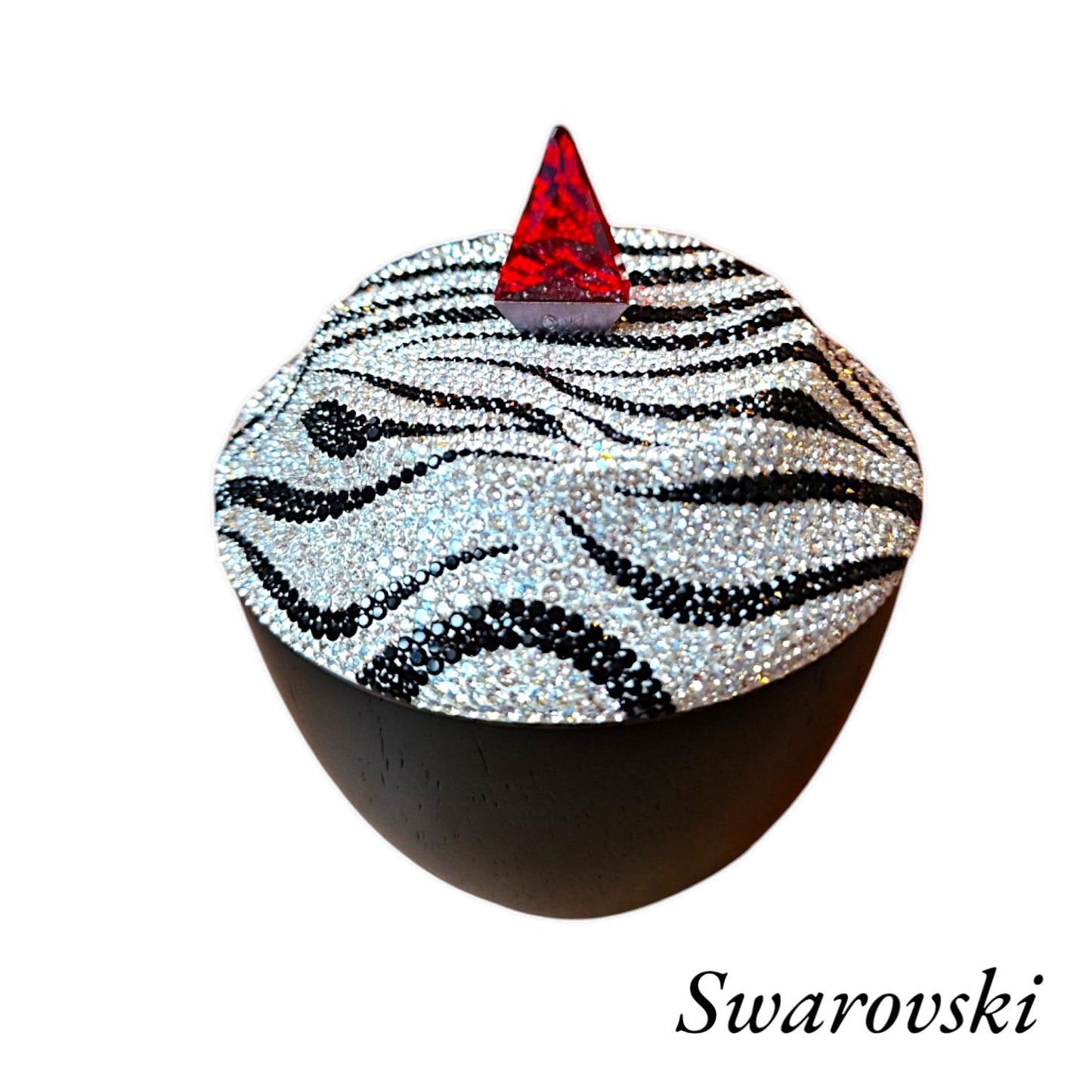 Swarovski, a Crystal Trinket Box, Zebra 'Jamila' Design, Lidded Jewel Case, authentic limited edition