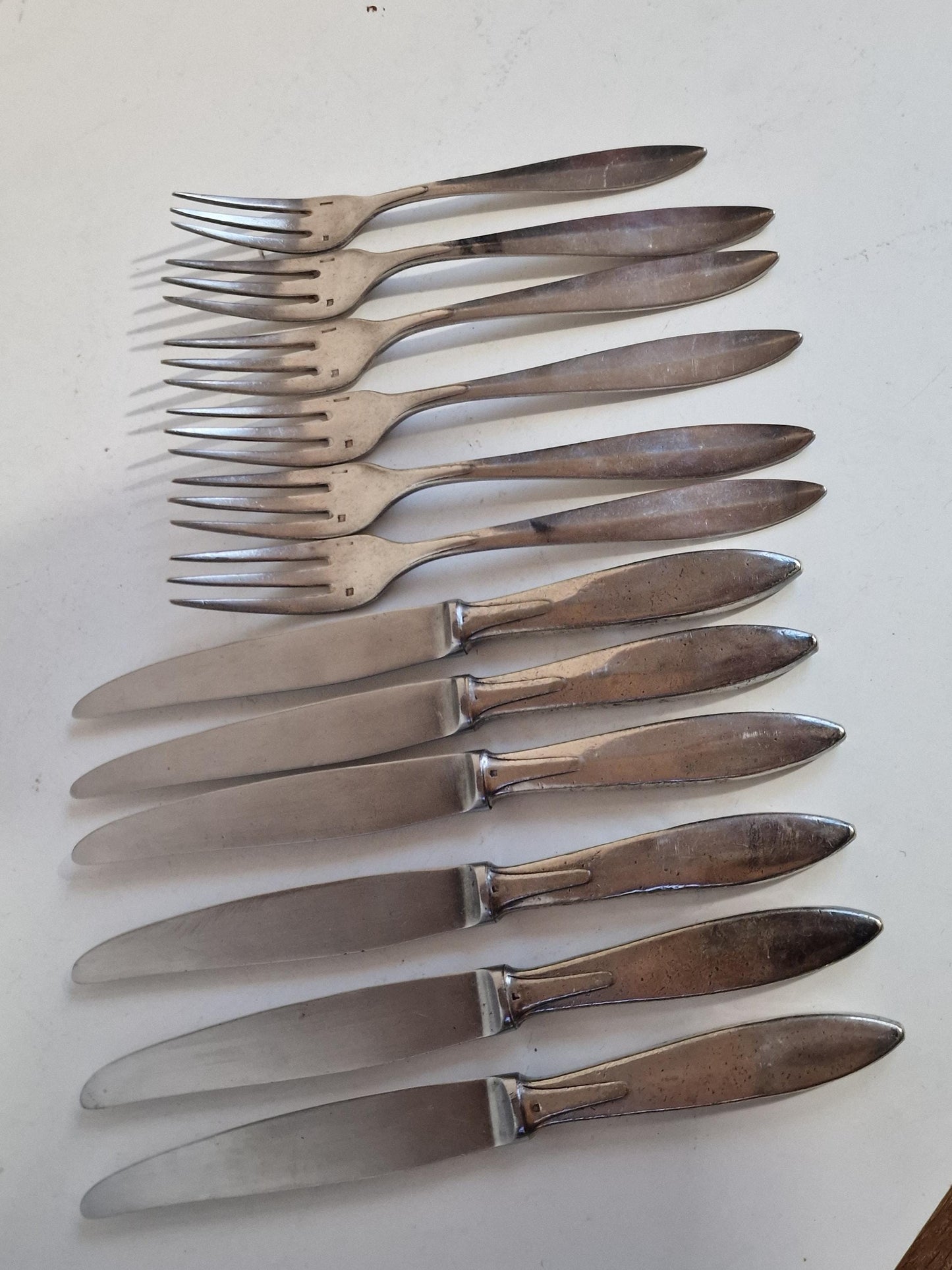 Antique CHRISTOFLE Cutlery Set, French Knives and Forks, Coat of Arms