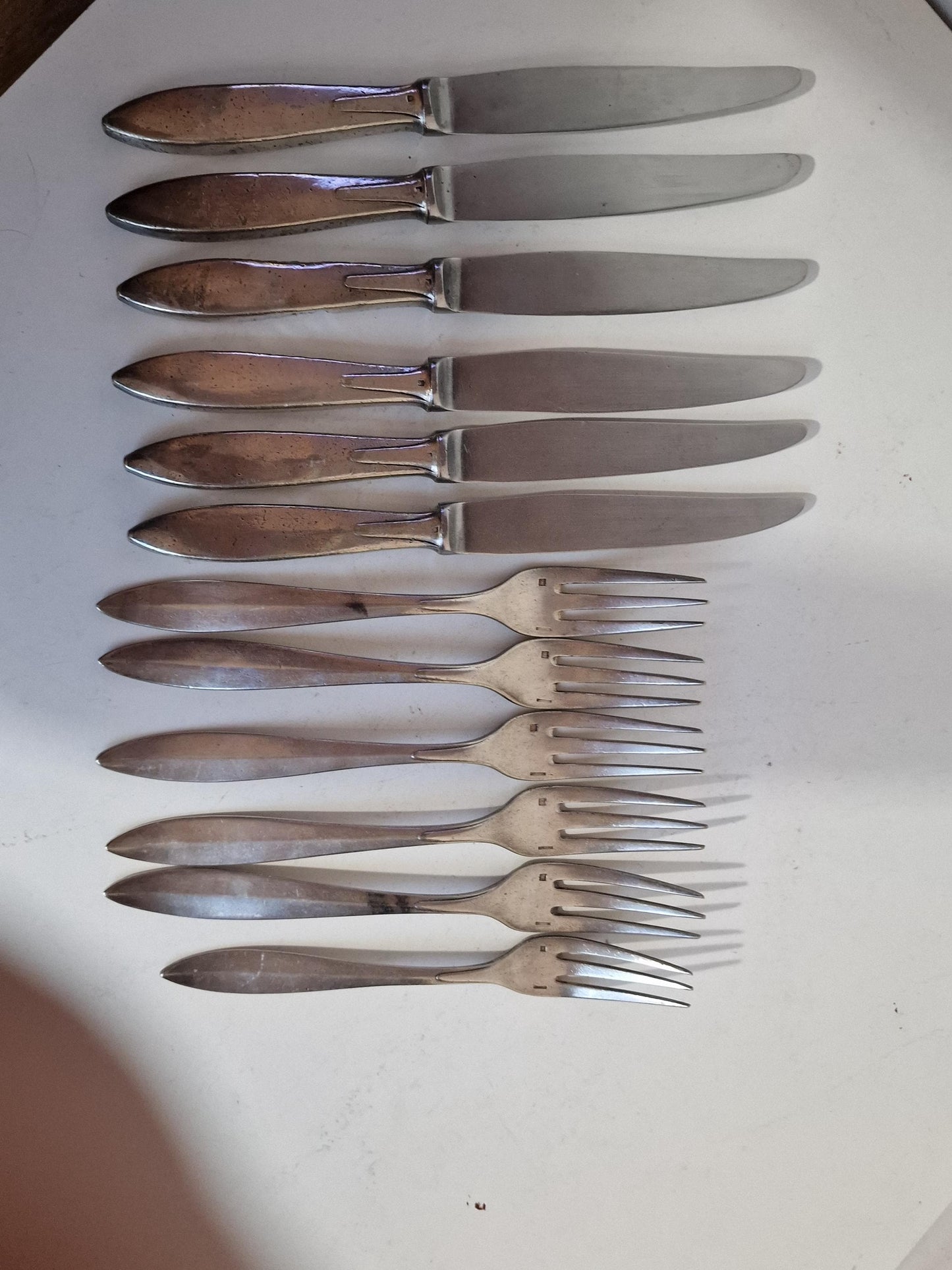 Antique CHRISTOFLE Cutlery Set, French Knives and Forks, Coat of Arms