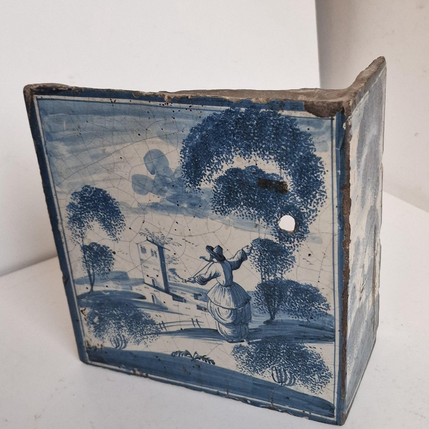 Antique Delft Blue Fireplace Tile, 1750s Ost Frysland, Northern Germany