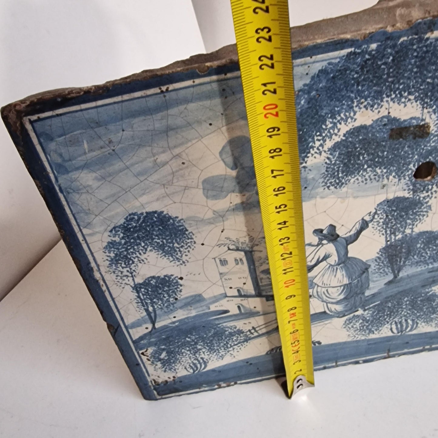 Antique Delft Blue Fireplace Tile, 1750s Ost Frysland, Northern Germany